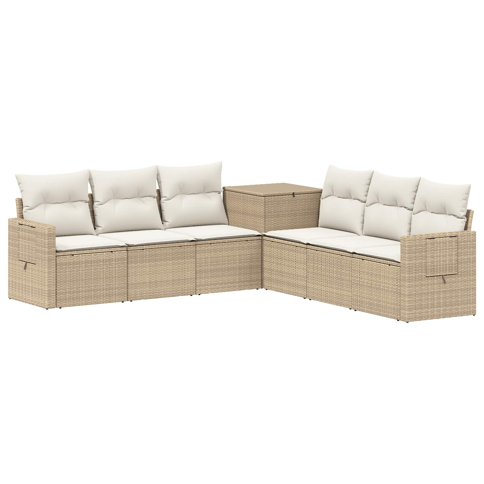 vidaXL Bankstel 7 pcs Zwart Poly Rattan en Staal