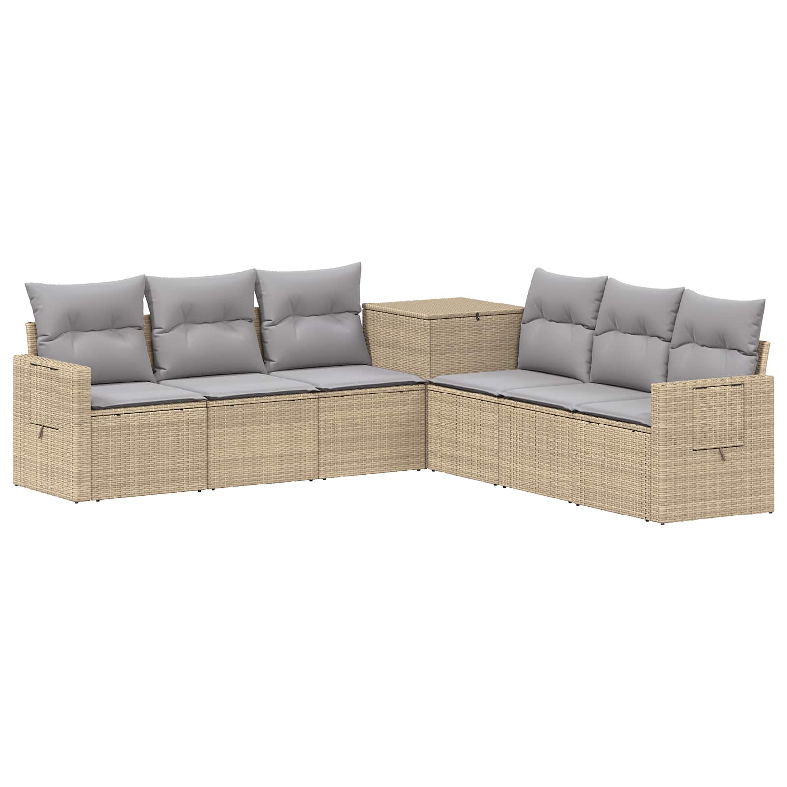 vidaXL Bankstel 7 pcs Zwart Poly Rattan en Staal