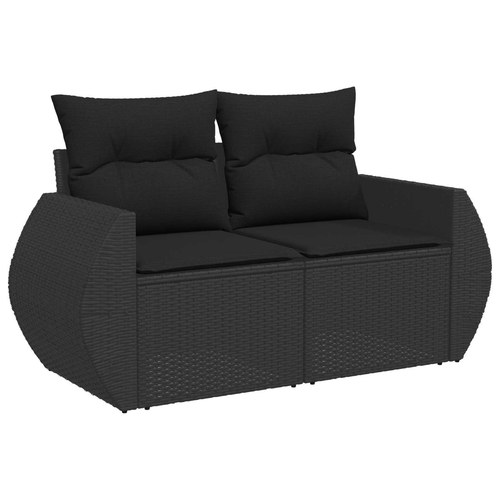vidaXL Bankstel 7 pcs Zwart Poly Rattan en Staal