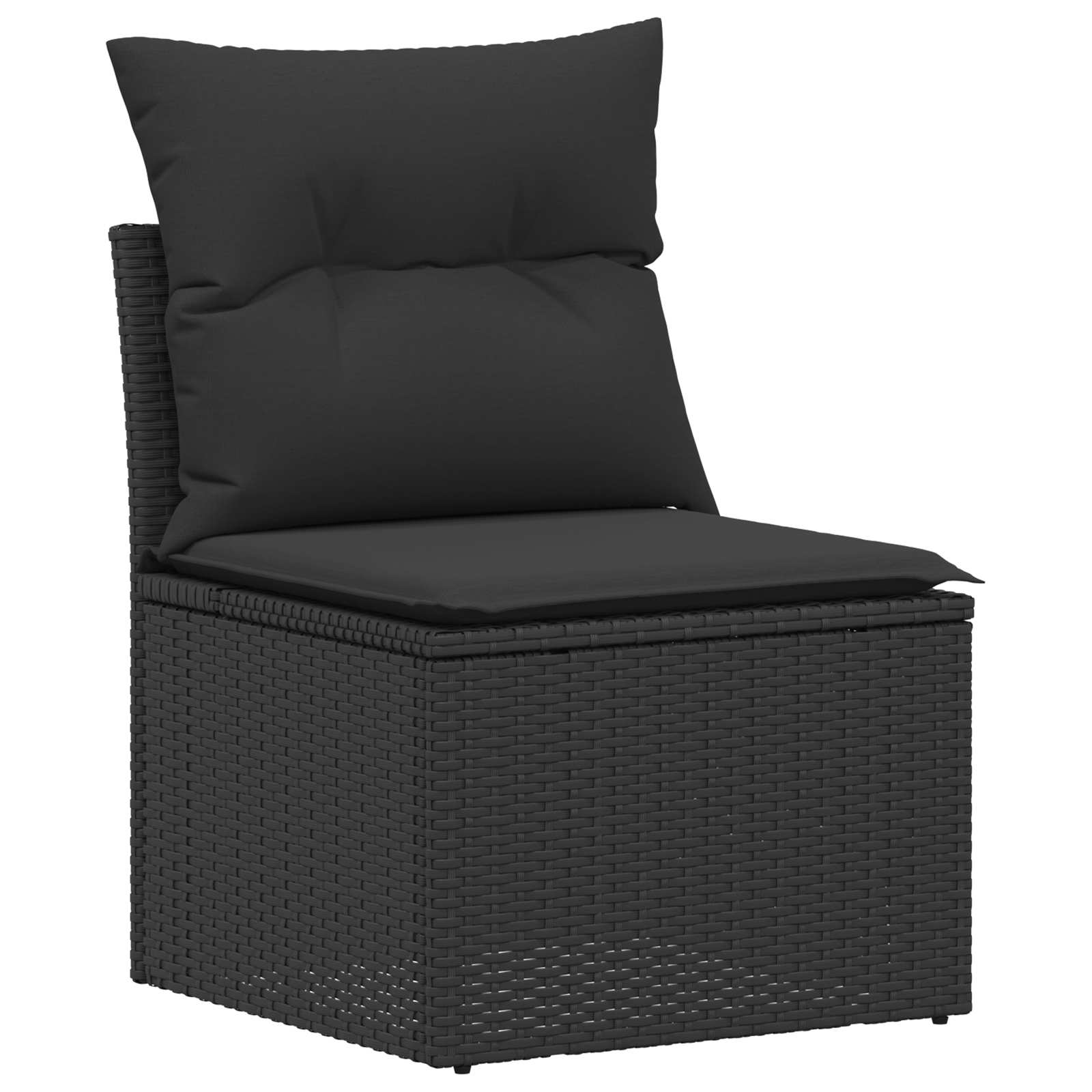 vidaXL Bankstel 7 pcs Zwart Poly Rattan en Staal