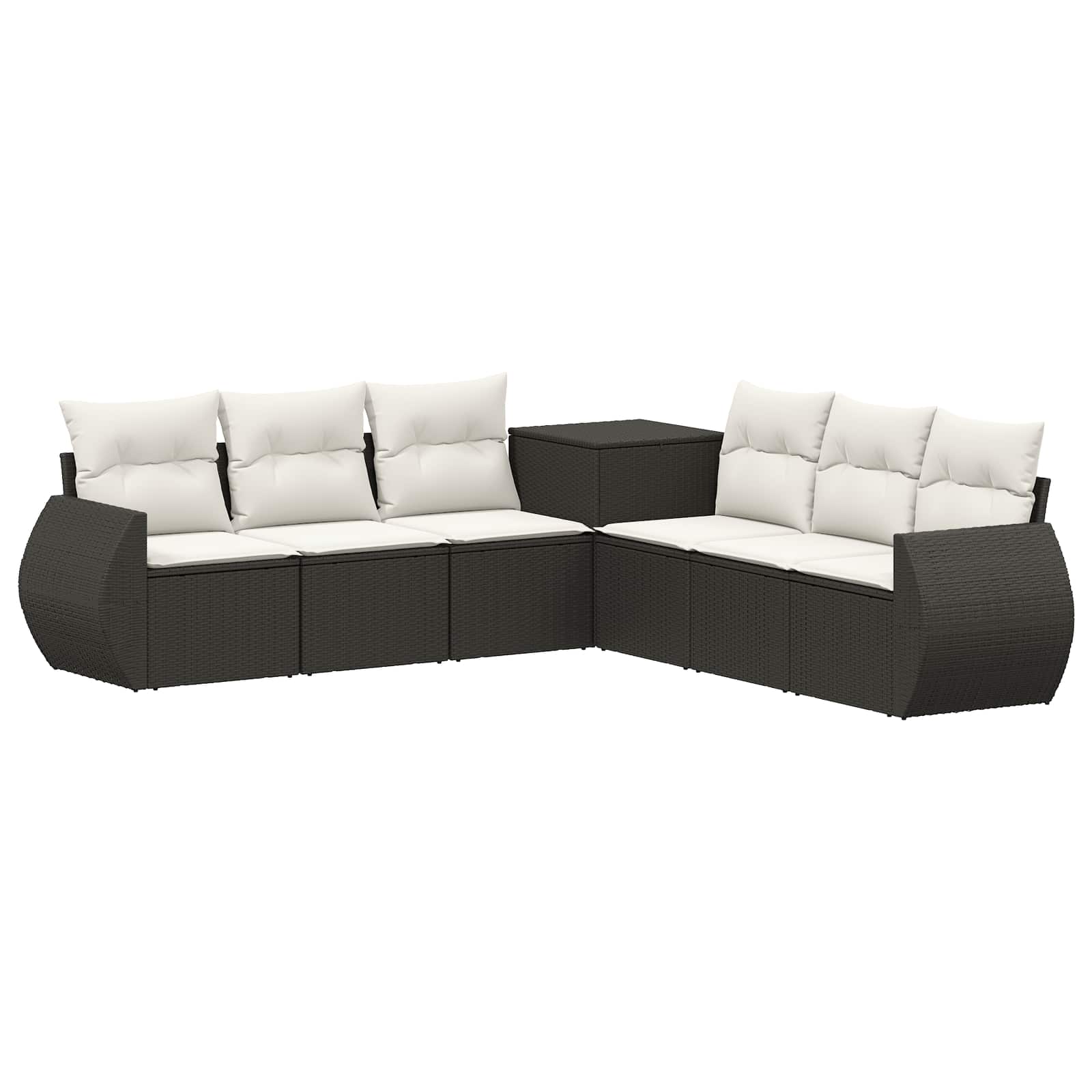 vidaXL Bankstel 7 pcs Zwart Poly Rattan en Staal
