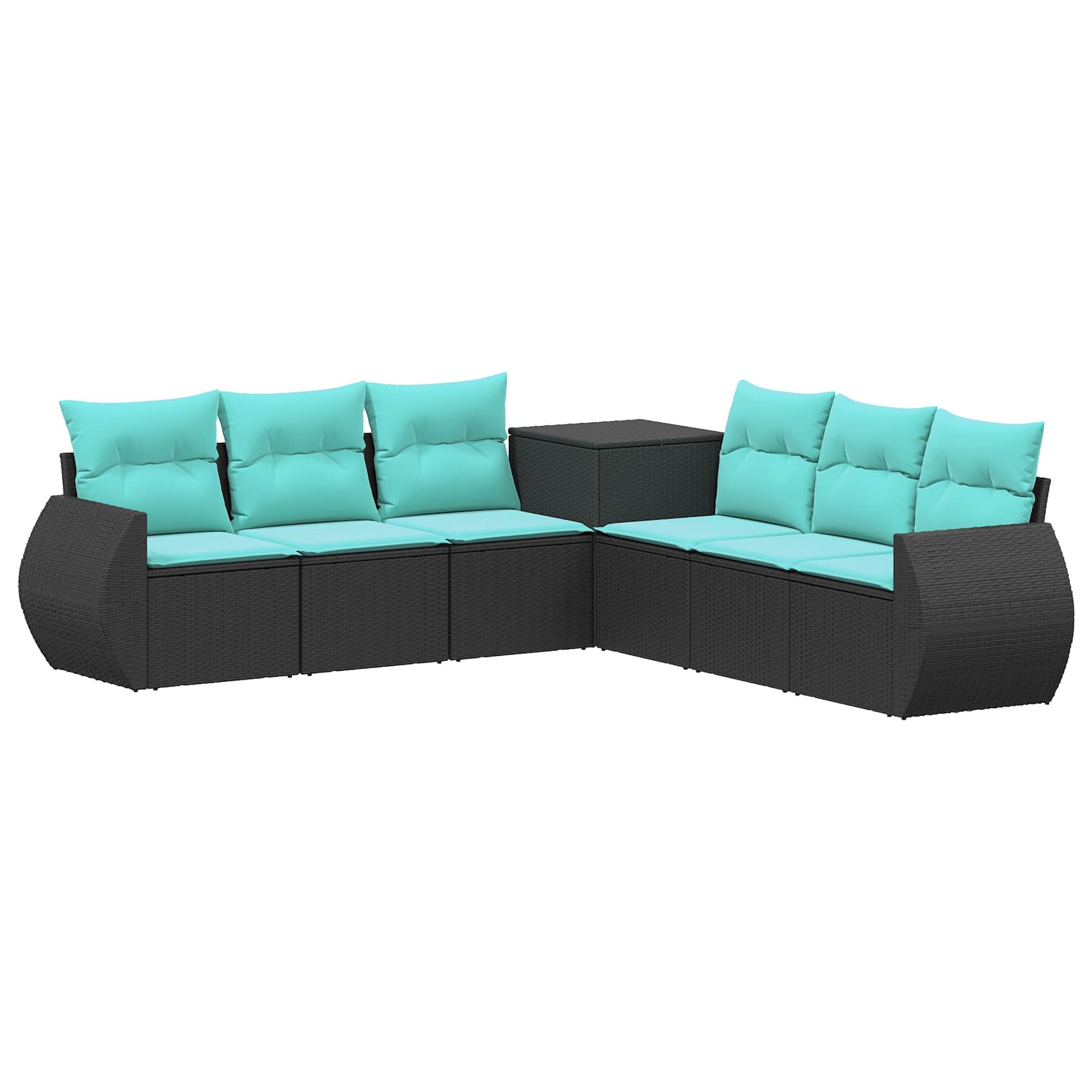 vidaXL Bankstel 7 pcs Zwart Poly Rattan en Staal