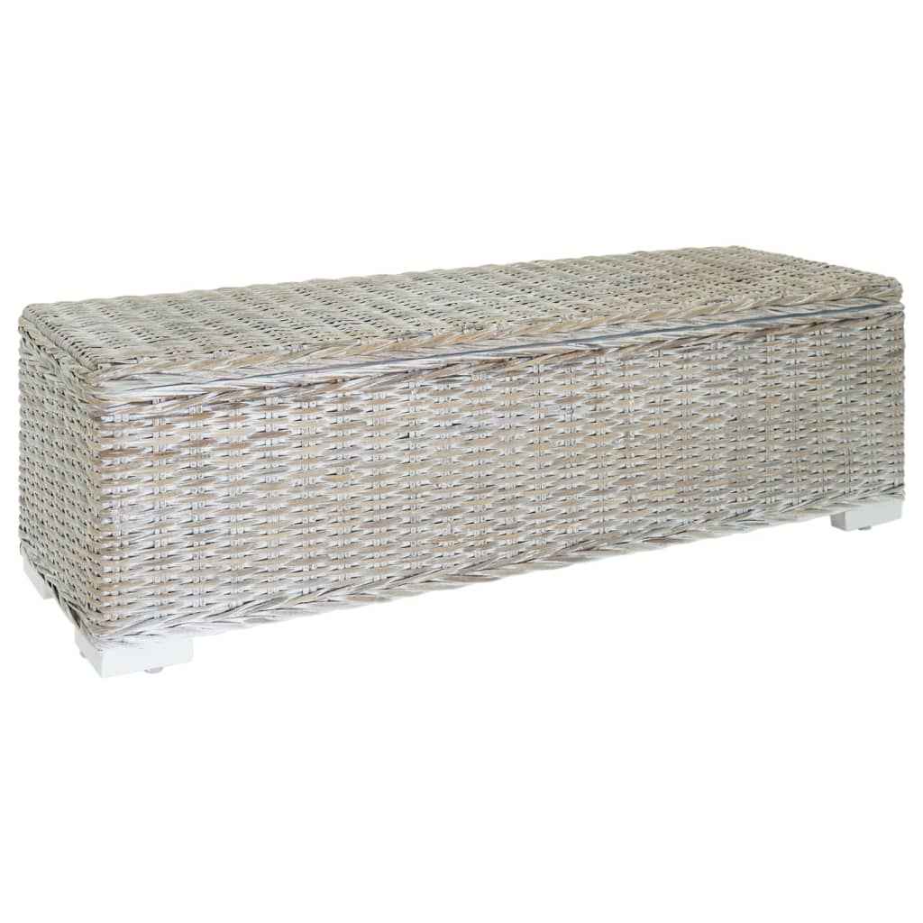 vidaXL Opbergbox 110 cm natuurlijk kubu rattan en massief mahoniehout