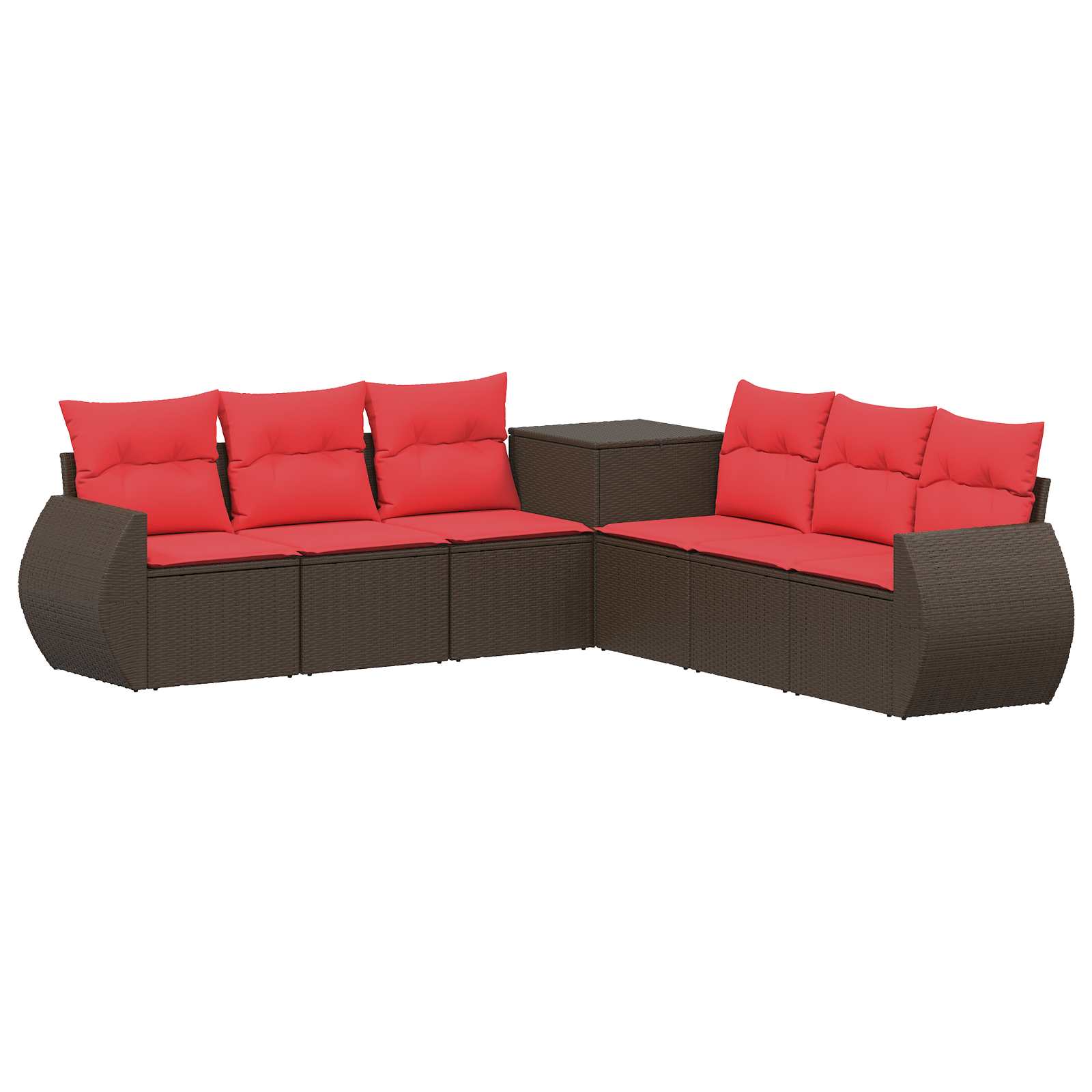 vidaXL Bankstel 7 pcs Zwart Poly Rattan en Staal