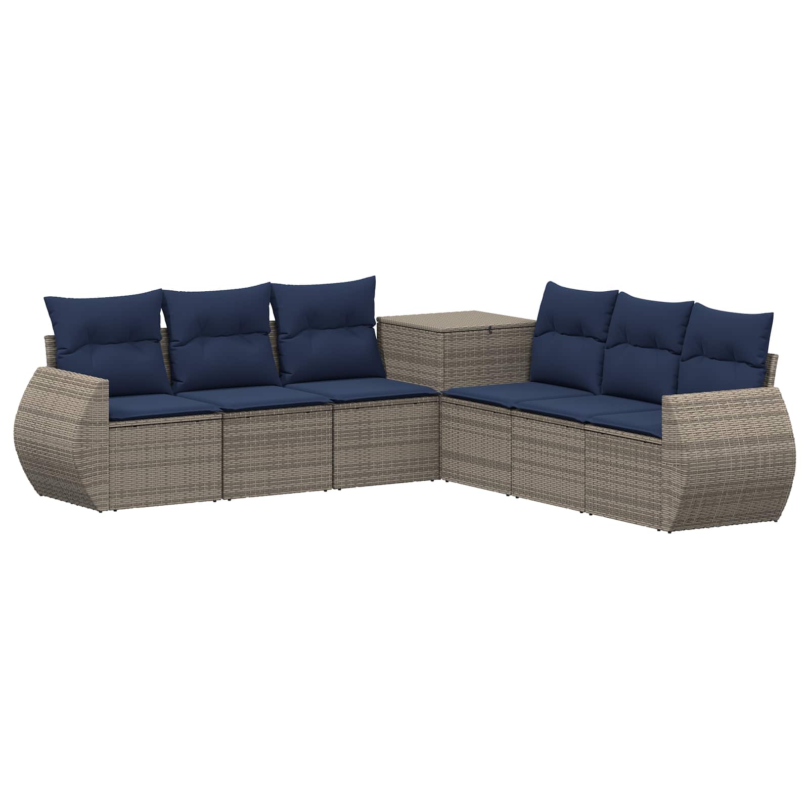 vidaXL Bankstel 7 pcs Zwart Poly Rattan en Staal
