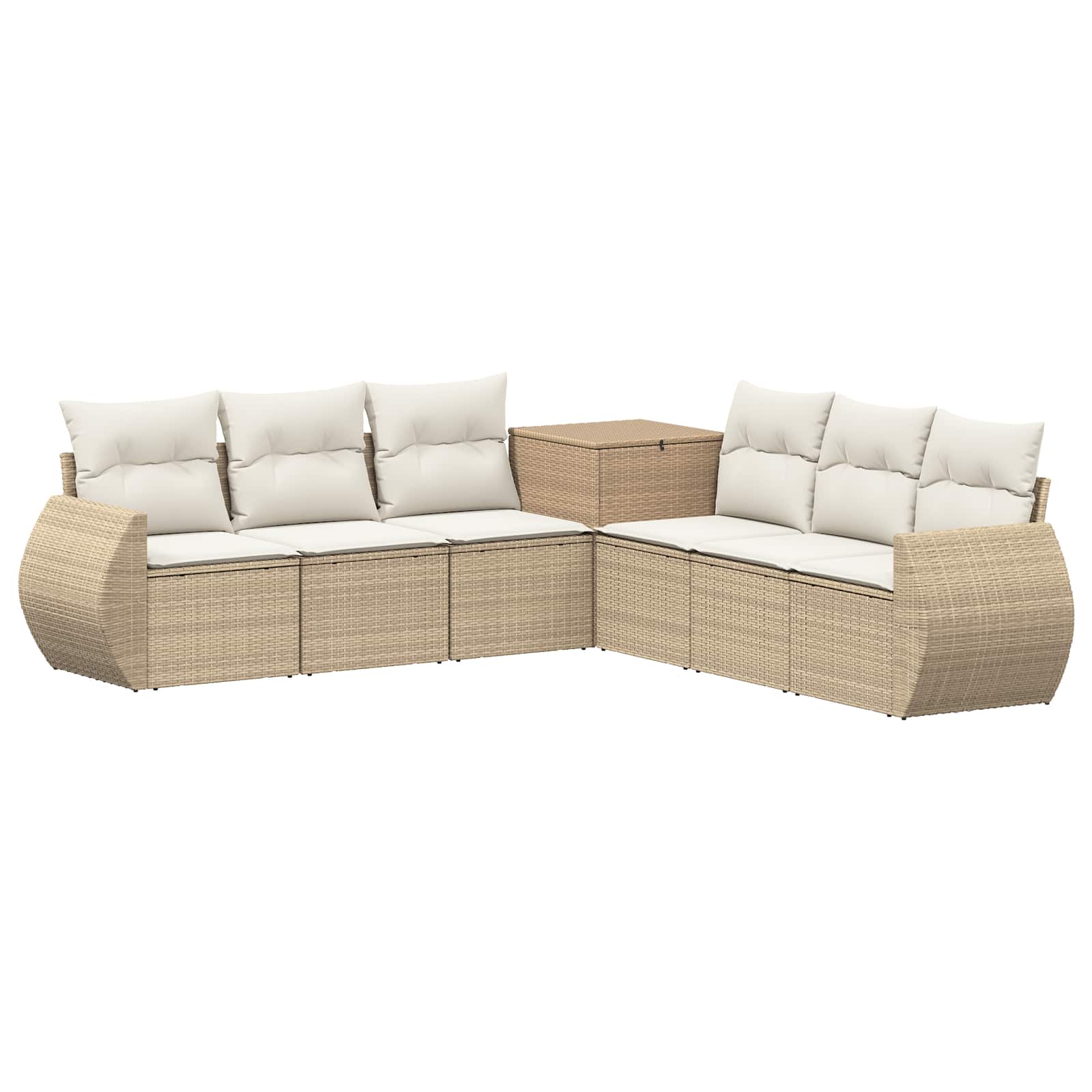 vidaXL Bankstel 7 pcs Zwart Poly Rattan en Staal