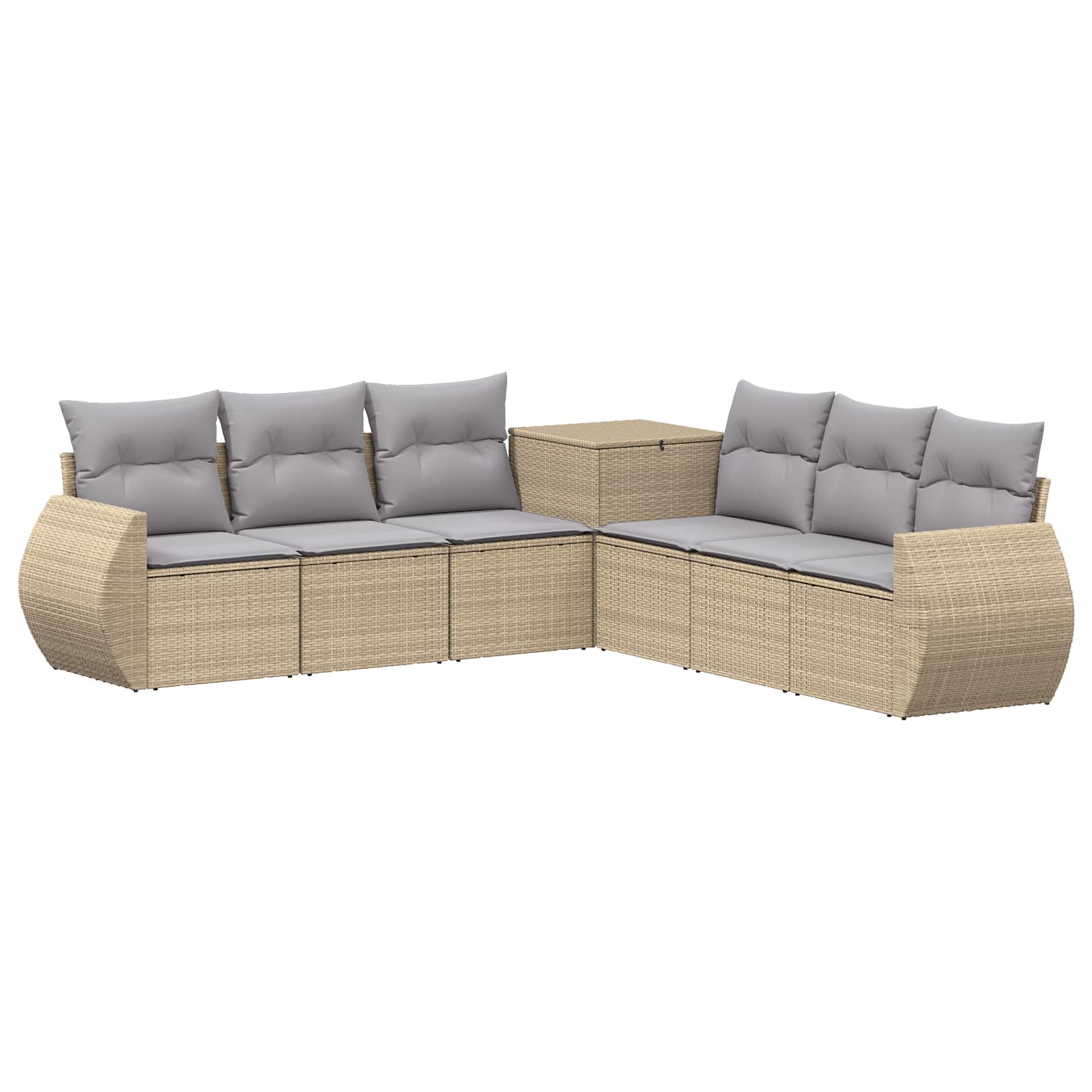 vidaXL Bankstel 7 pcs Zwart Poly Rattan en Staal