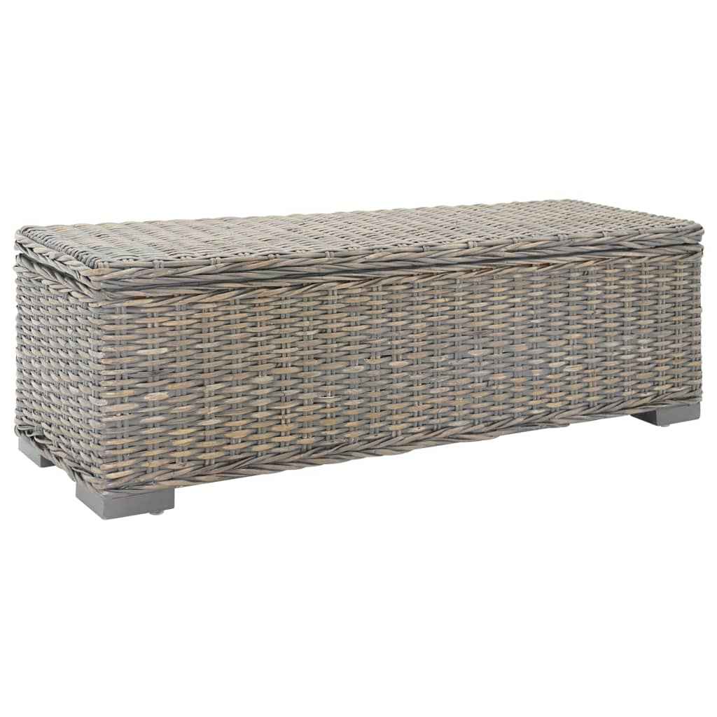 vidaXL Opbergbox 110 cm natuurlijk kubu rattan en massief mahoniehout