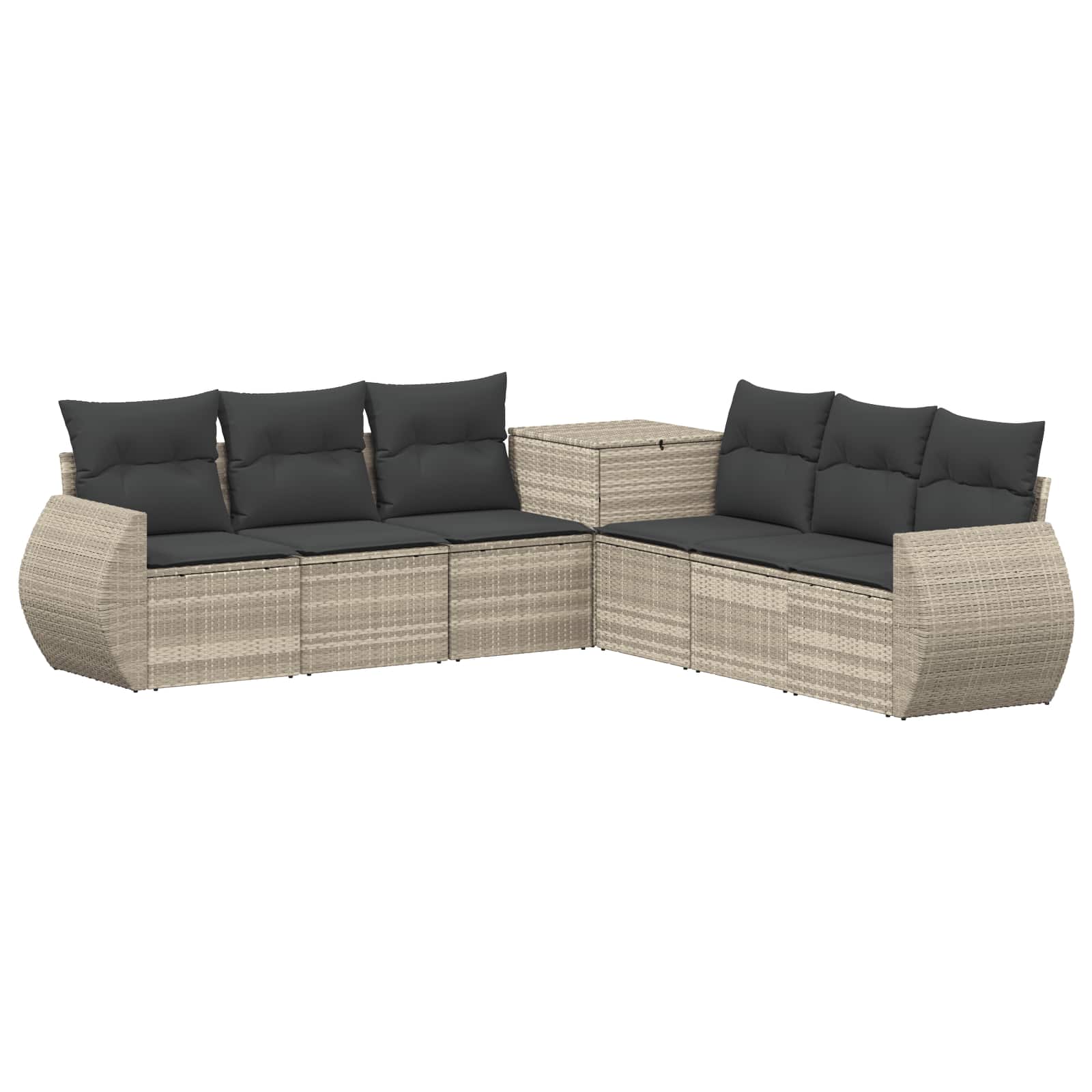 vidaXL Bankstel 7 pcs Zwart Poly Rattan en Staal