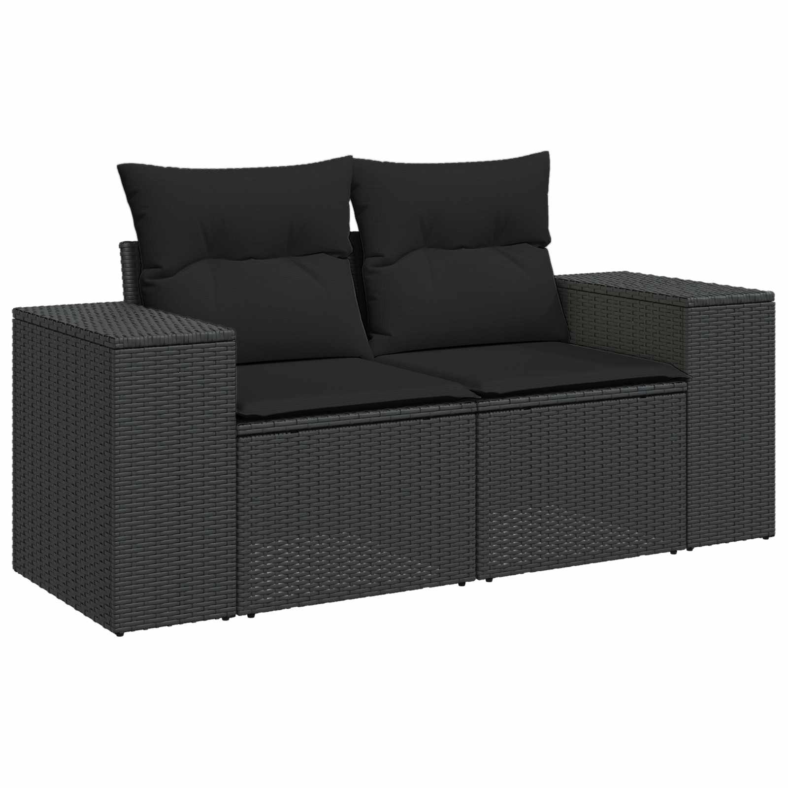 vidaXL Bankstel 7 pcs Zwart Poly Rattan en Staal