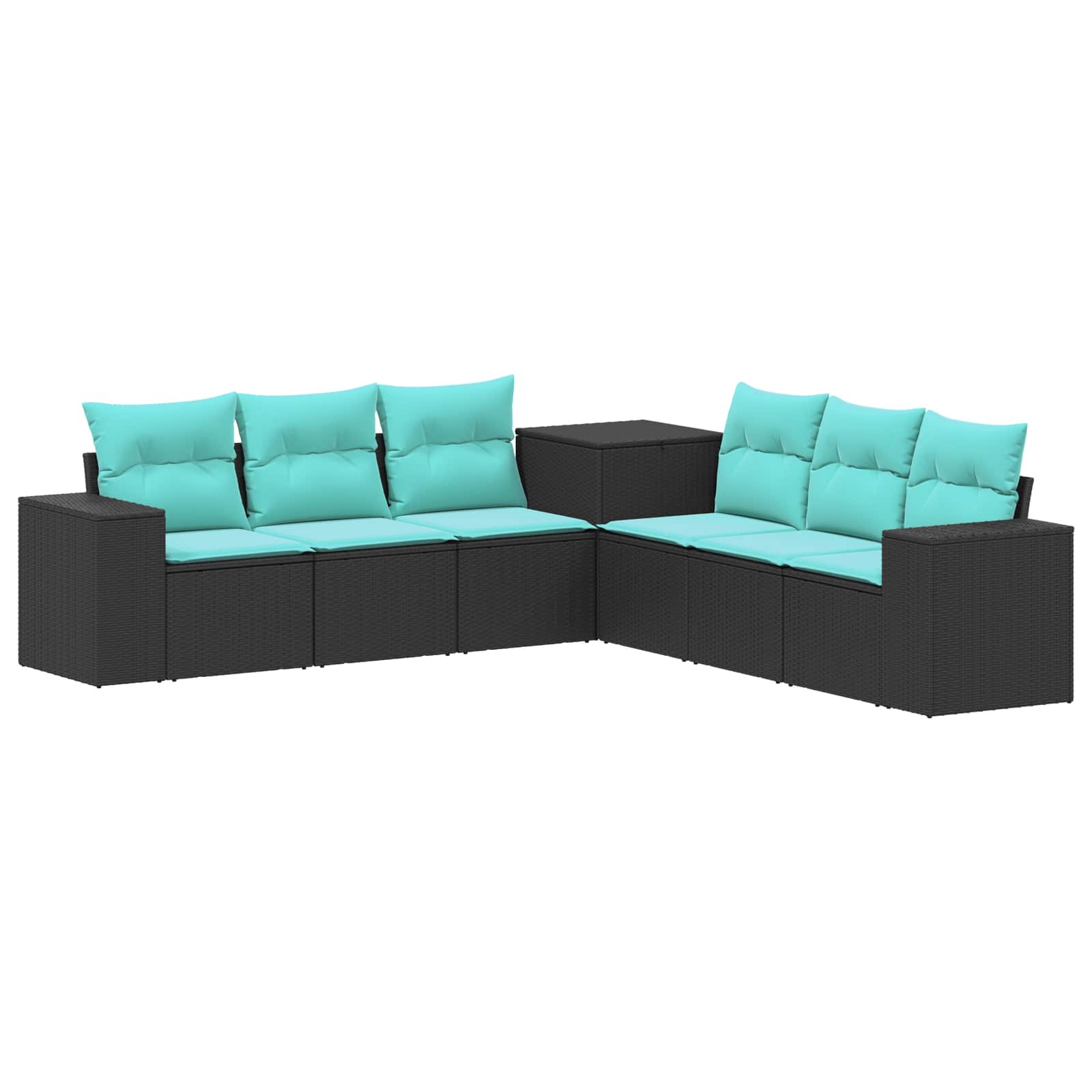 vidaXL Bankstel 7 pcs Zwart Poly Rattan en Staal