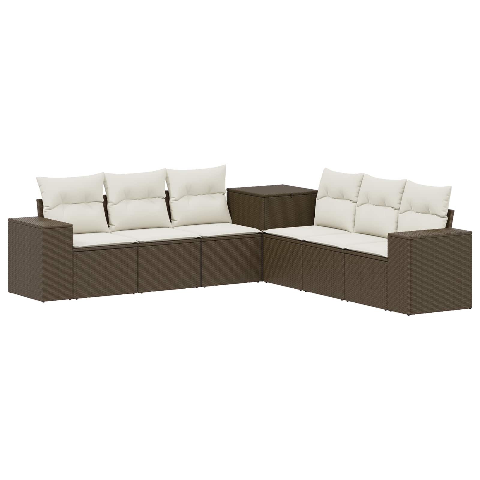 vidaXL Bankstel 7 pcs Zwart Poly Rattan en Staal