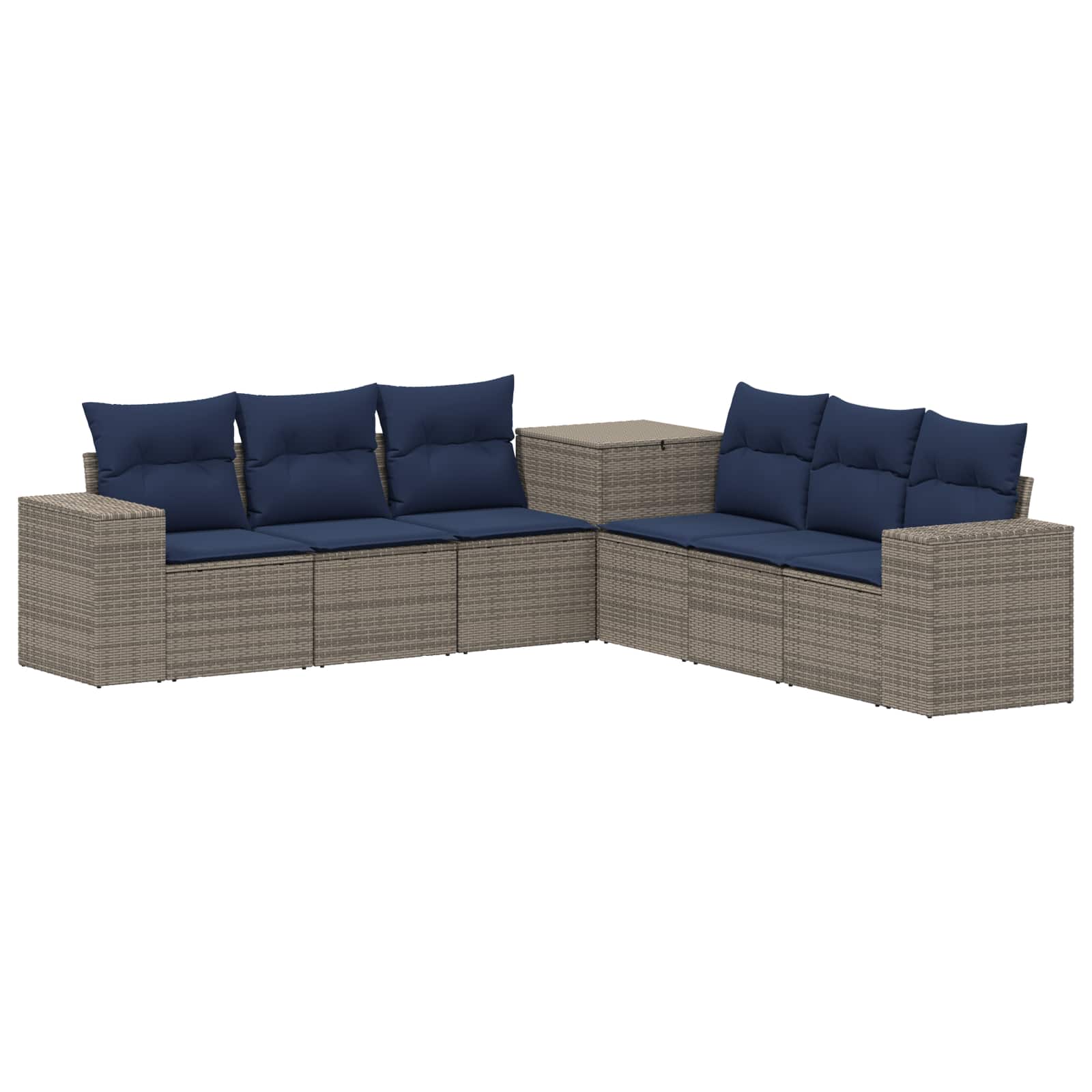 vidaXL Bankstel 7 pcs Zwart Poly Rattan en Staal