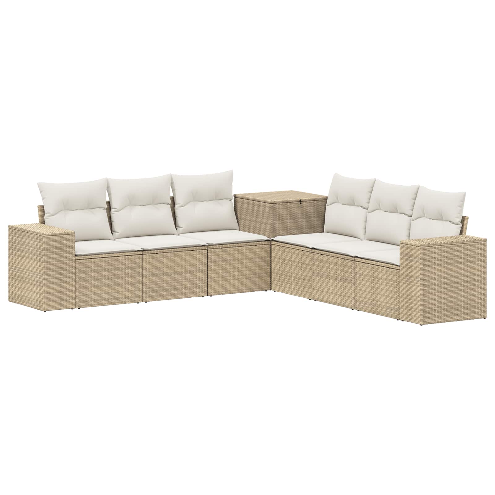 vidaXL Bankstel 7 pcs Zwart Poly Rattan en Staal