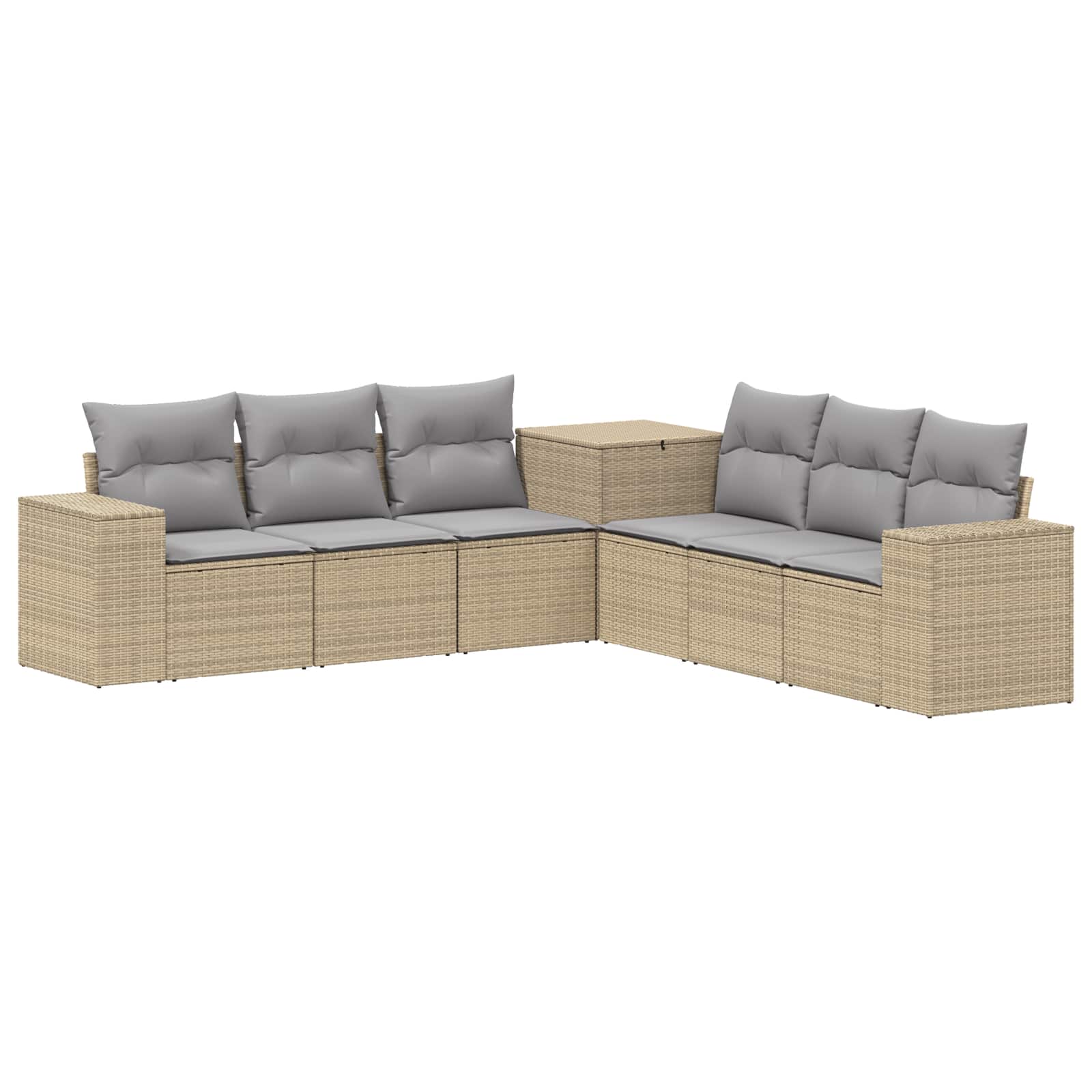 vidaXL Bankstel 7 pcs Zwart Poly Rattan en Staal