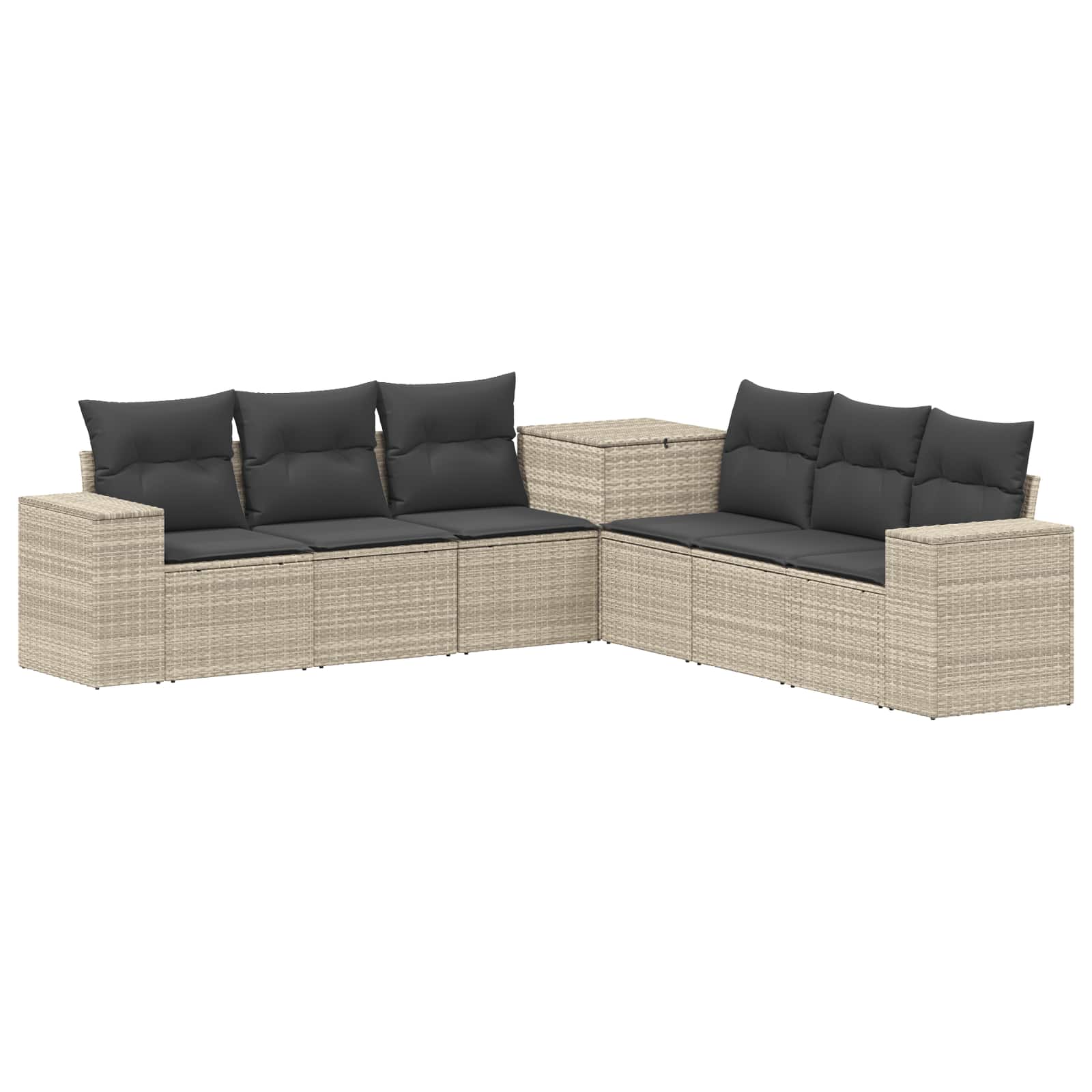 vidaXL Bankstel 7 pcs Zwart Poly Rattan en Staal