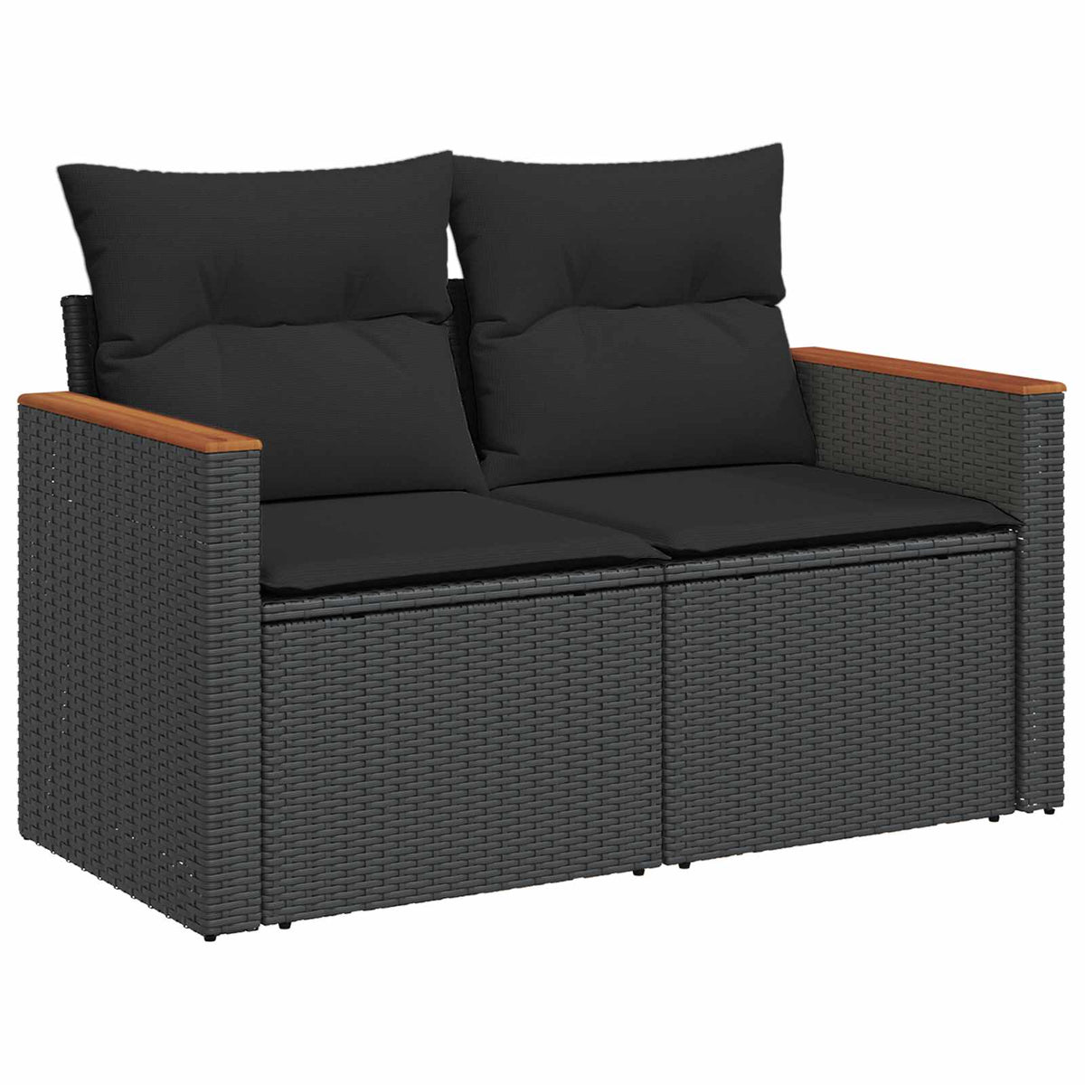 vidaXL Bankstel 7 pcs Zwart Poly Rattan en Staal