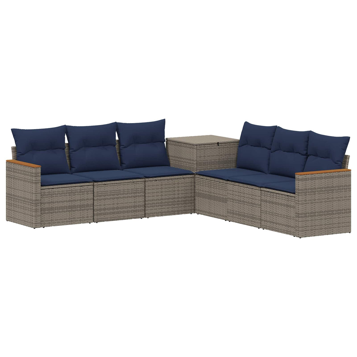 vidaXL Bankstel 7 pcs Zwart Poly Rattan en Staal