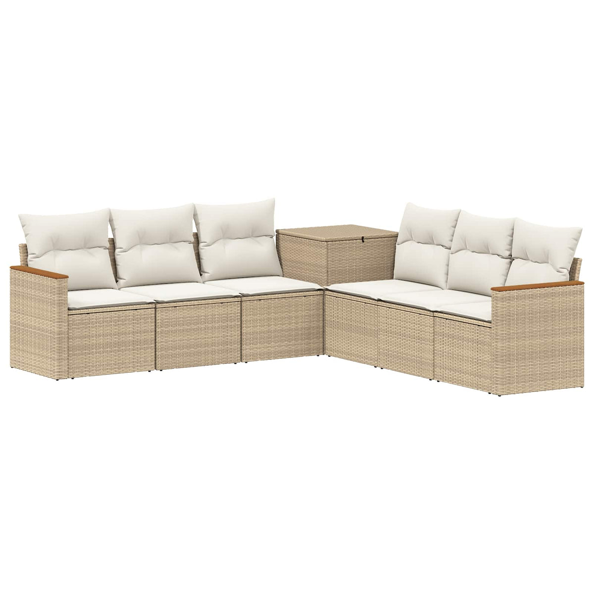vidaXL Bankstel 7 pcs Zwart Poly Rattan en Staal