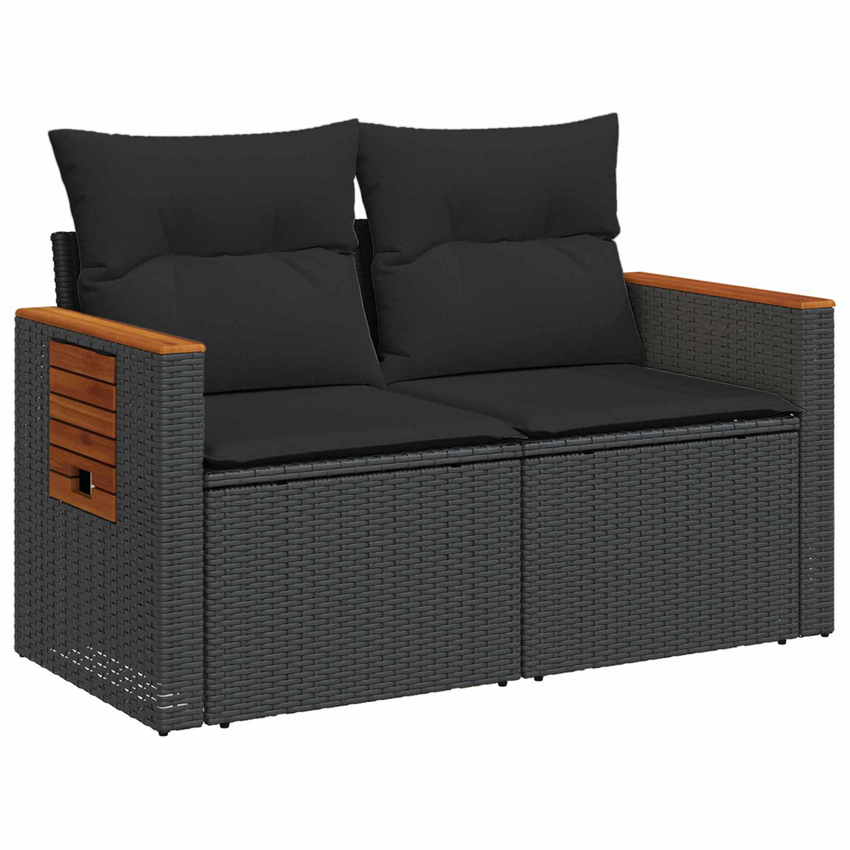 vidaXL Bankstel 7 pcs Zwart Poly Rattan en Staal