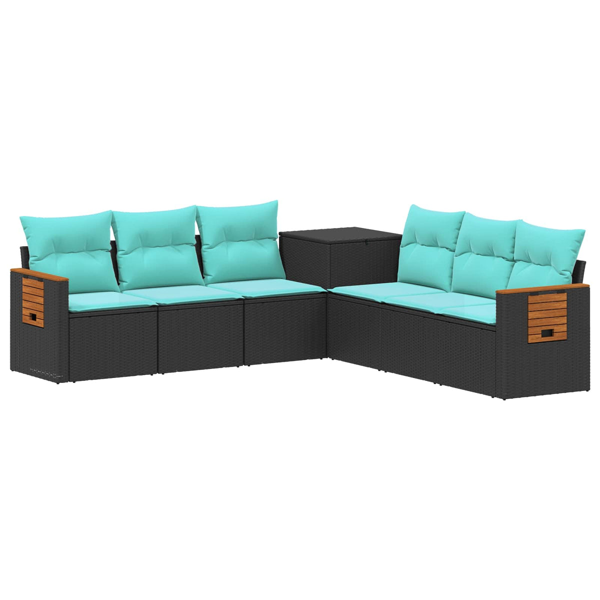 vidaXL Bankstel 7 pcs Zwart Poly Rattan en Staal