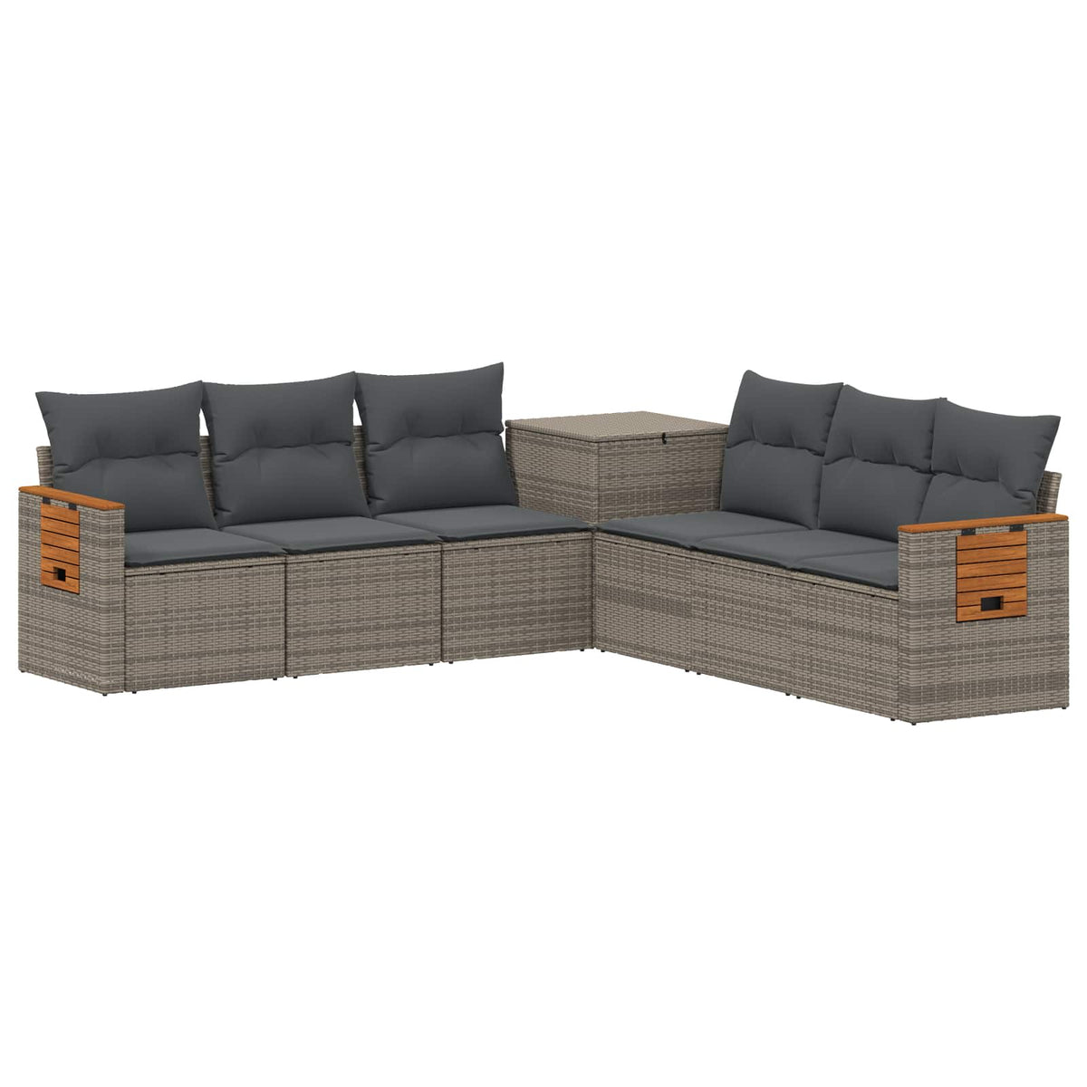 vidaXL Bankstel 7 pcs Zwart Poly Rattan en Staal
