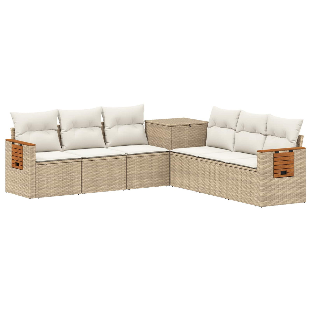vidaXL Bankstel 7 pcs Zwart Poly Rattan en Staal