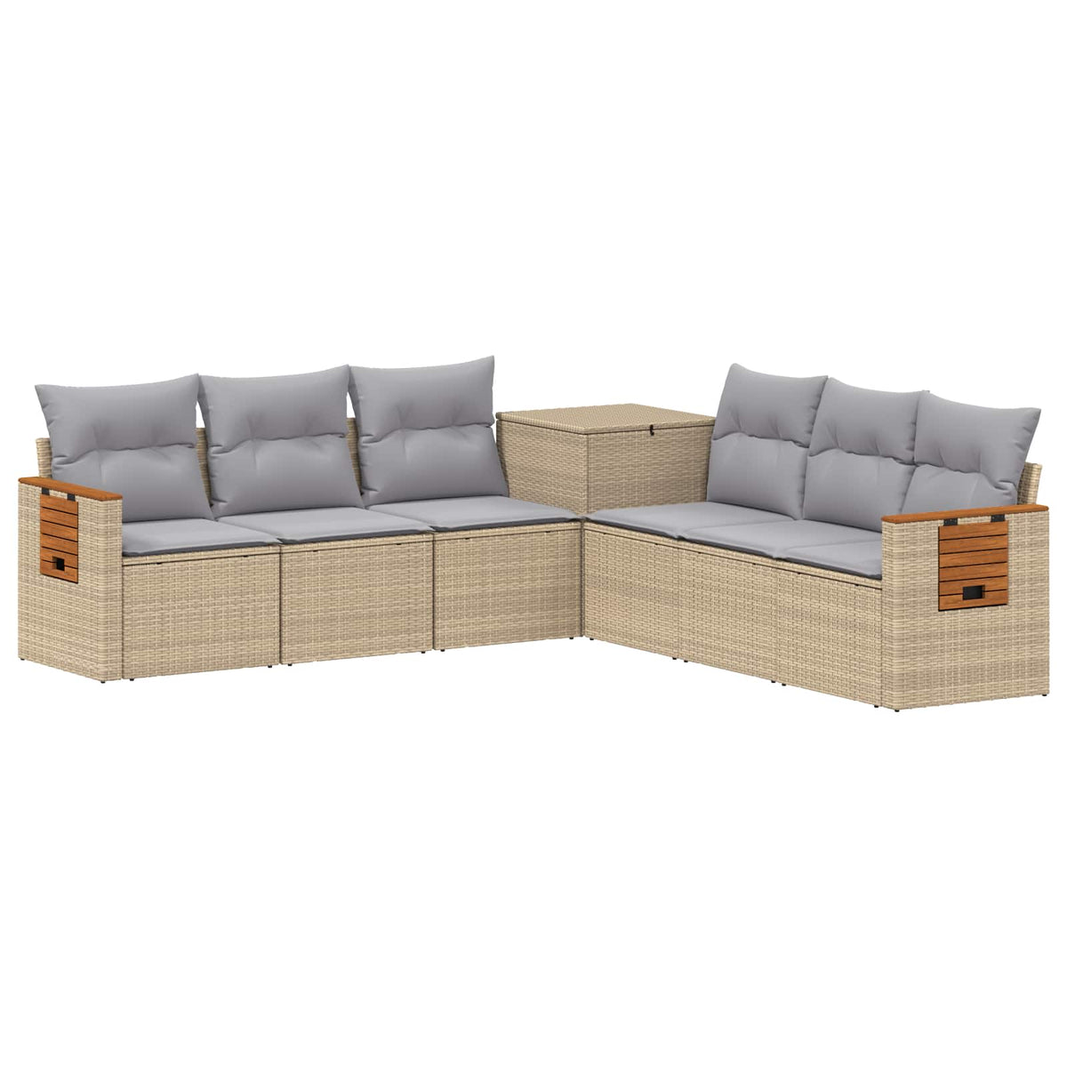 vidaXL Bankstel 7 pcs Zwart Poly Rattan en Staal