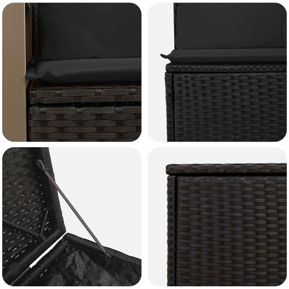 vidaXL Bankstel 7 pcs Zwart Poly Rattan en Staal