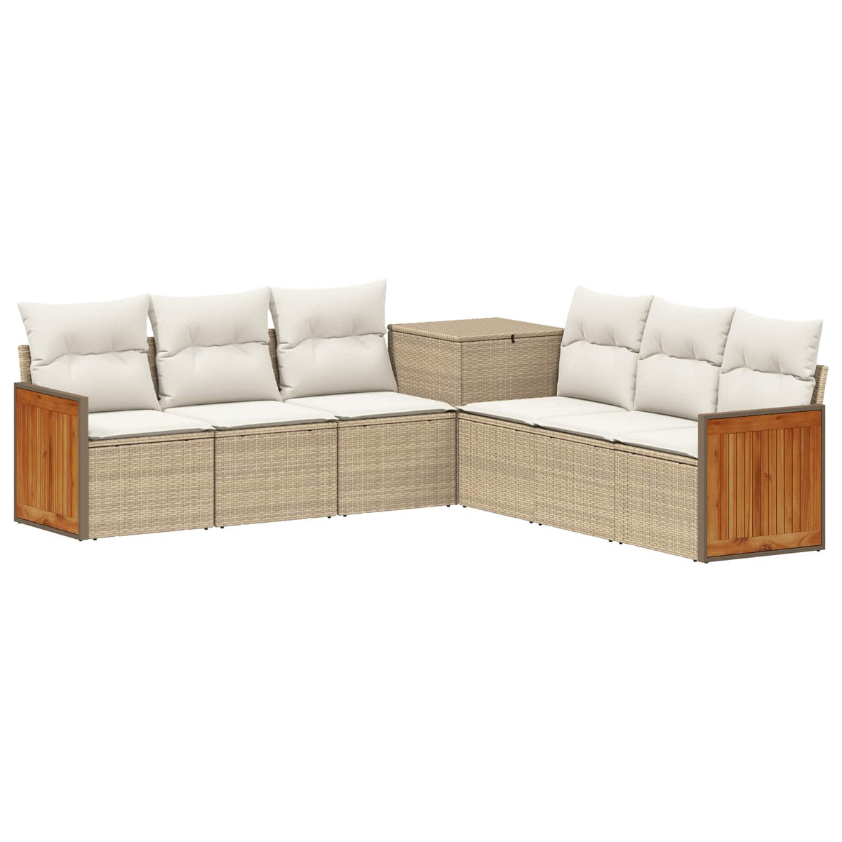 vidaXL Bankstel 7 pcs Zwart Poly Rattan en Staal