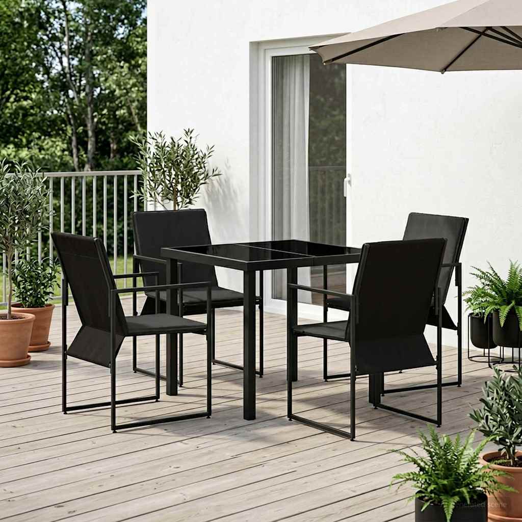 vidaXL Tuin eettafelset 5 pcs Zwart en Anthraciet 80 x 80 x 73 cm