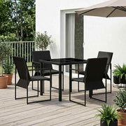 vidaXL Tuin eettafelset 5 pcs Zwart en Anthraciet 80 x 80 x 73 cm