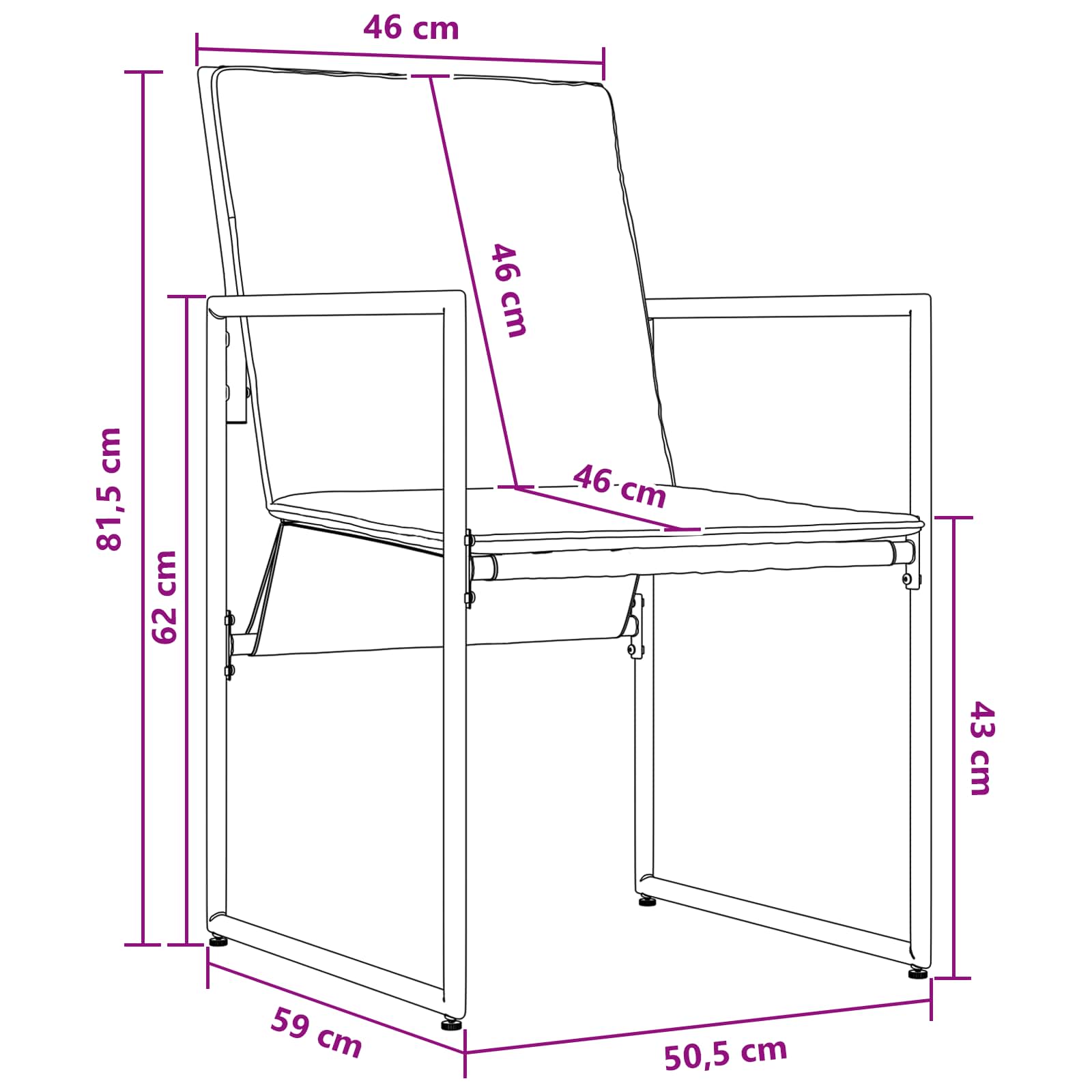 vidaXL Tuin eettafelset 5 pcs Zwart en Anthraciet 80 x 80 x 73 cm