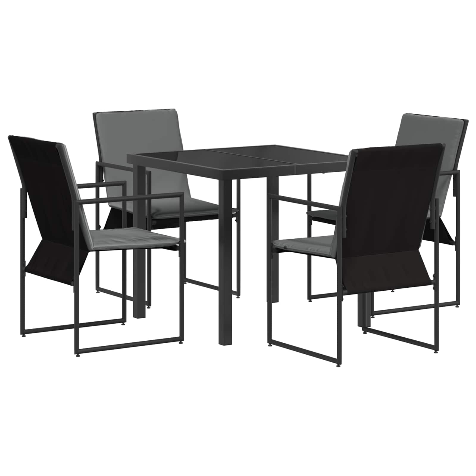 vidaXL Tuin eettafelset 5 pcs Zwart en Anthraciet 80 x 80 x 73 cm