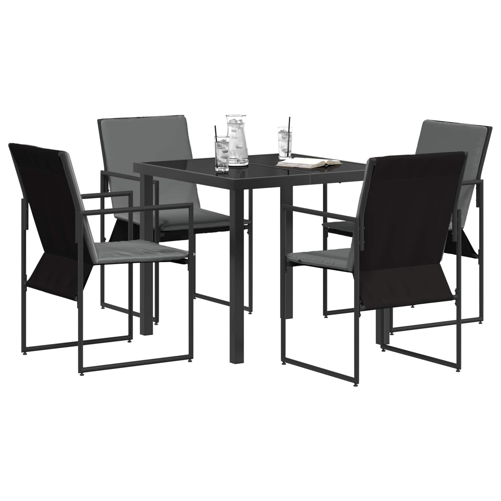 vidaXL Tuin eettafelset 5 pcs Zwart en Anthraciet 80 x 80 x 73 cm
