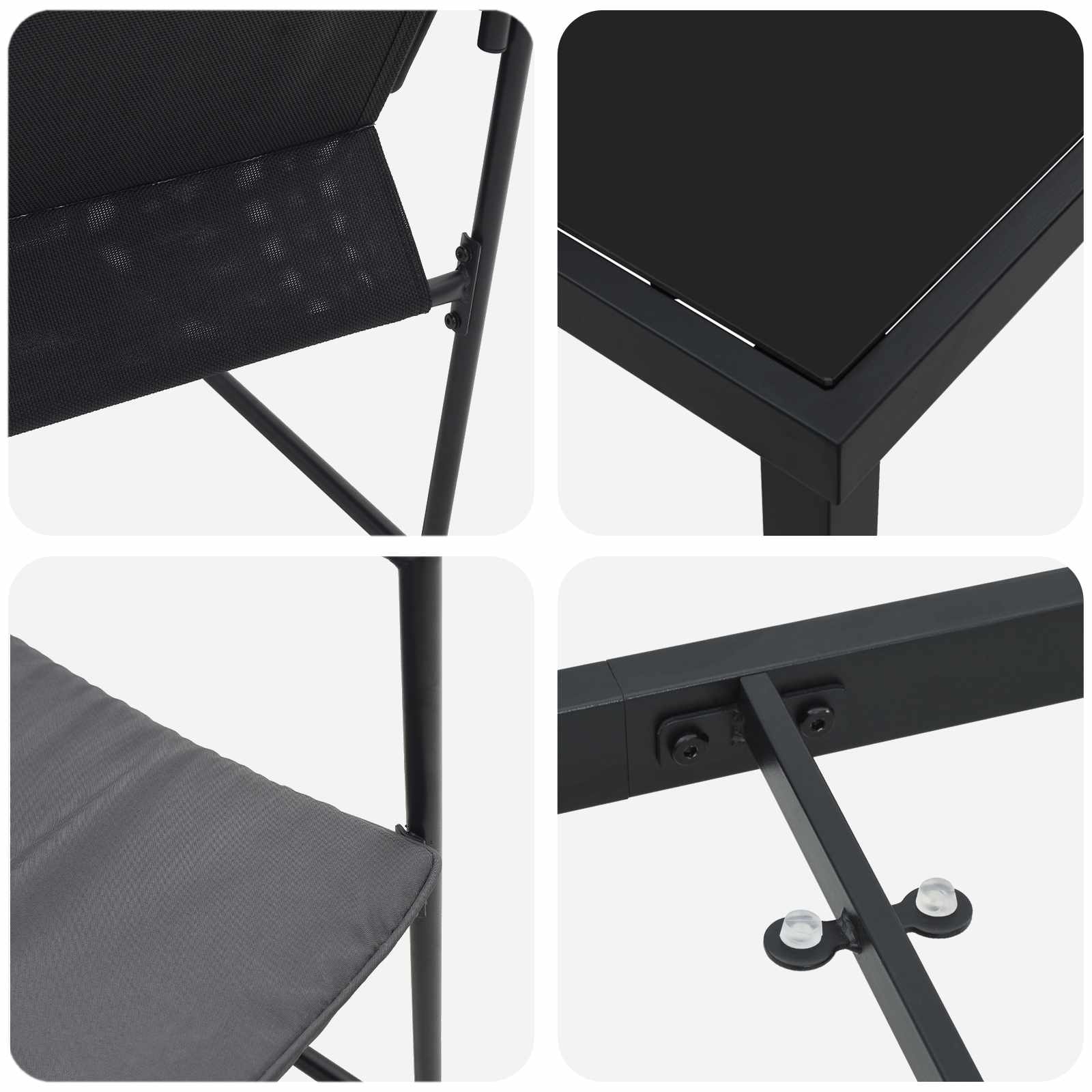 vidaXL Tuin eettafelset 5 pcs Zwart en Anthraciet 80 x 80 x 73 cm