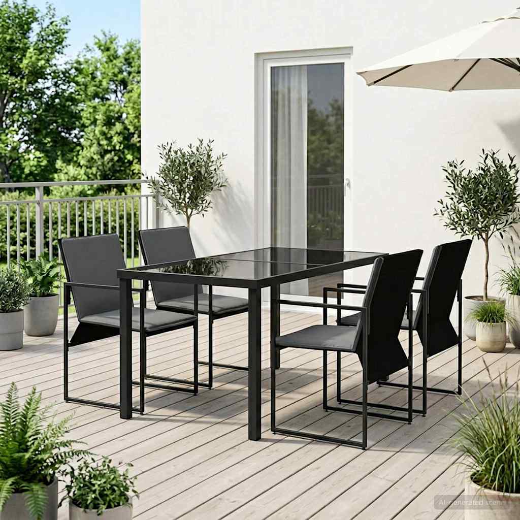 vidaXL Tuin eettafelset 5 pcs Zwart en Anthraciet 80 x 80 x 73 cm