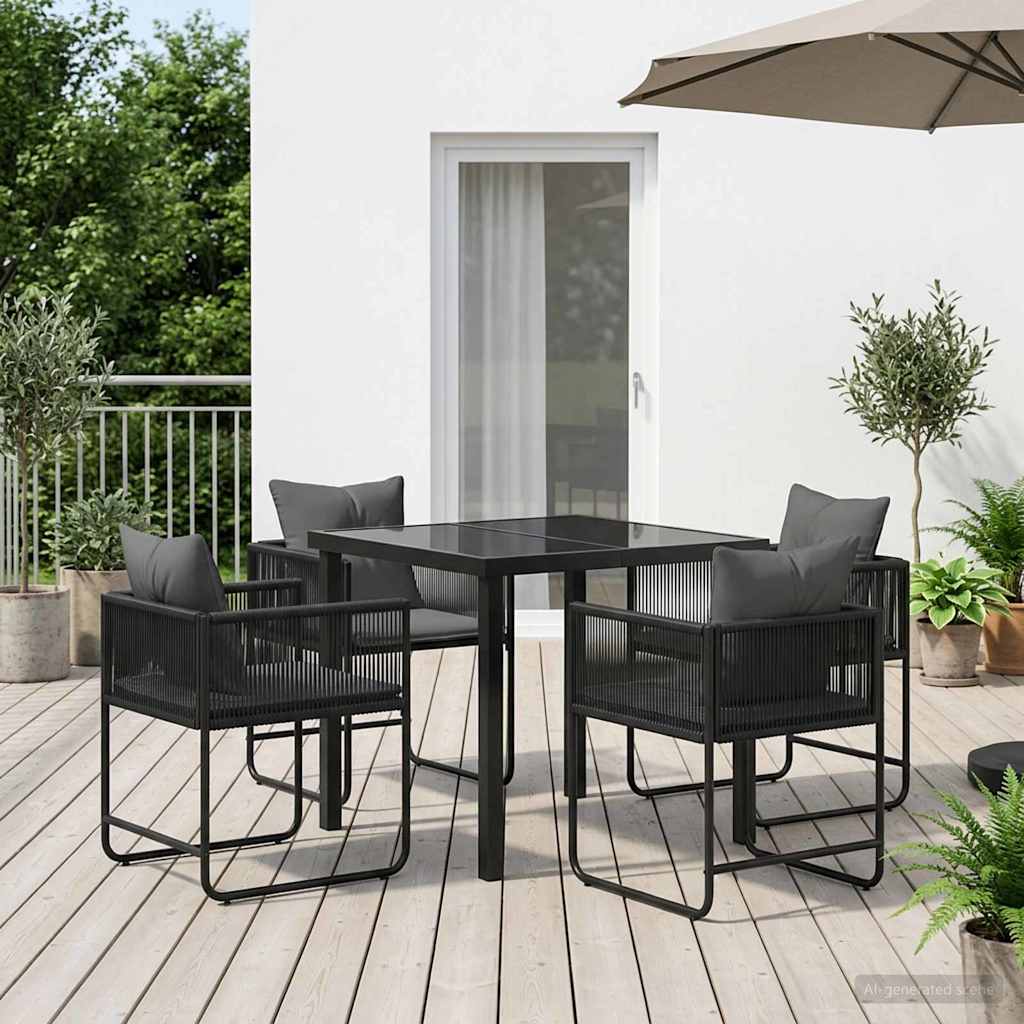 vidaXL Tuin eettafelset 5 pcs Zwart en Anthraciet 80 x 80 x 73 cm
