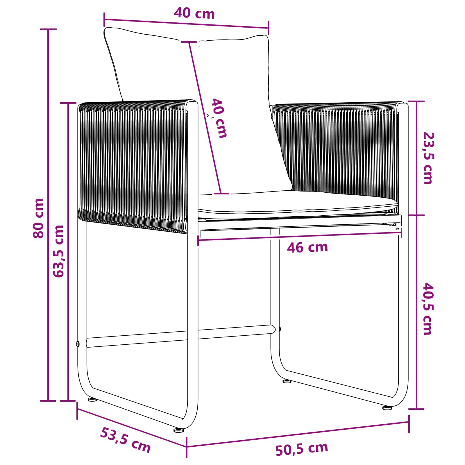 vidaXL Tuin eettafelset 5 pcs Zwart en Anthraciet 80 x 80 x 73 cm