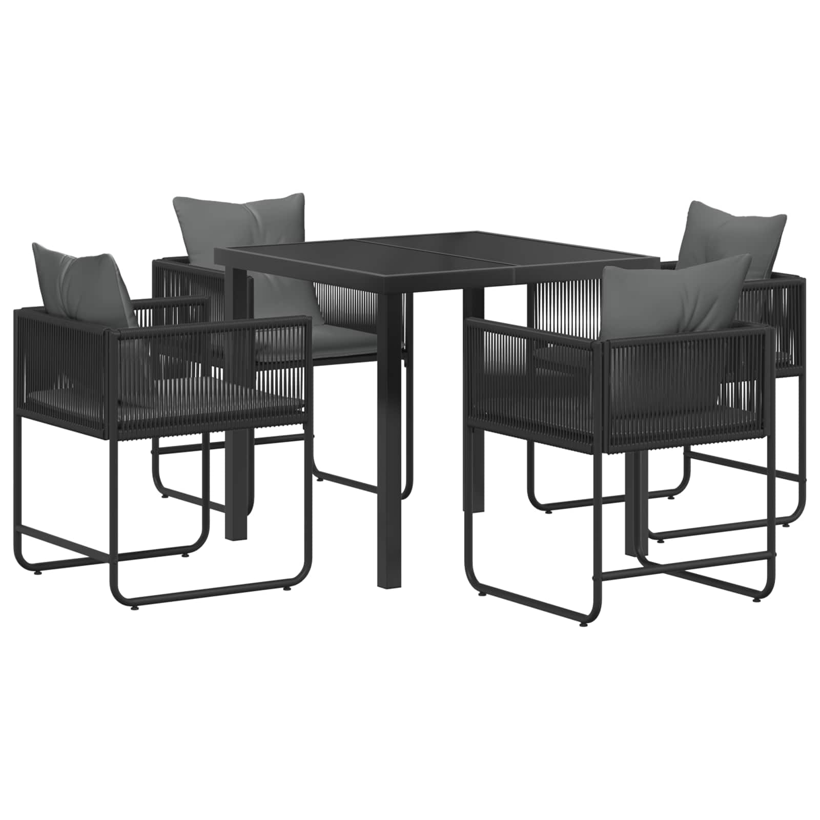 vidaXL Tuin eettafelset 5 pcs Zwart en Anthraciet 80 x 80 x 73 cm
