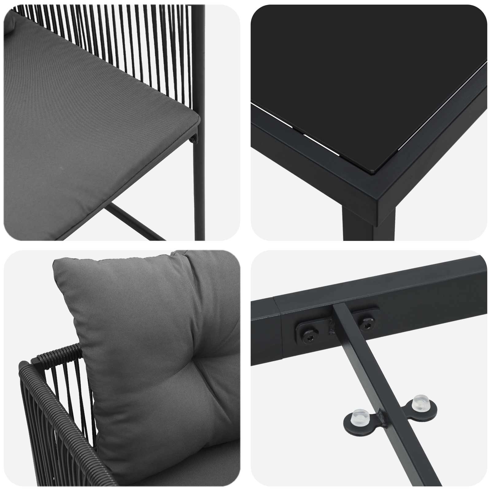 vidaXL Tuin eettafelset 5 pcs Zwart en Anthraciet 80 x 80 x 73 cm