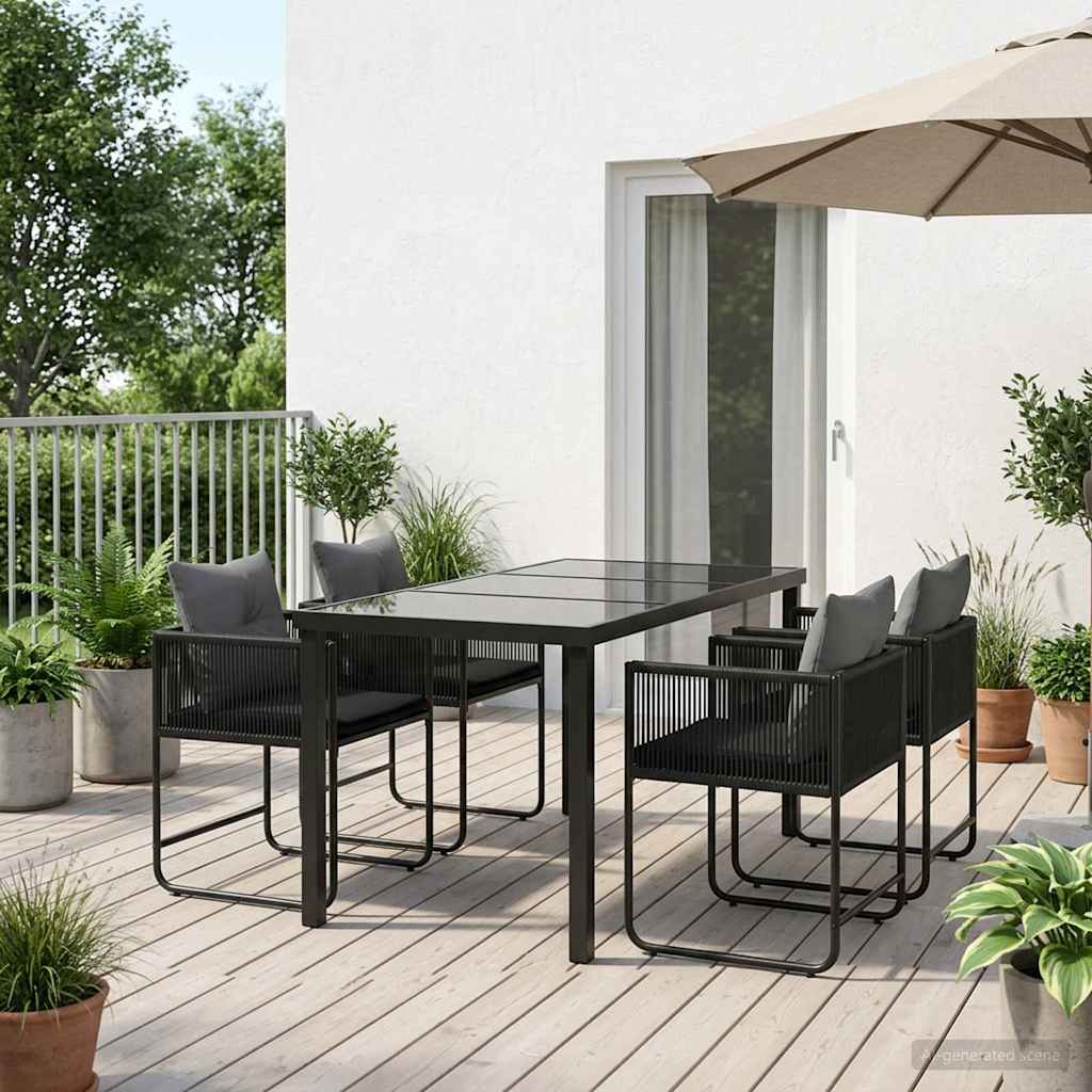 vidaXL Tuin eettafelset 5 pcs Zwart en Anthraciet 80 x 80 x 73 cm