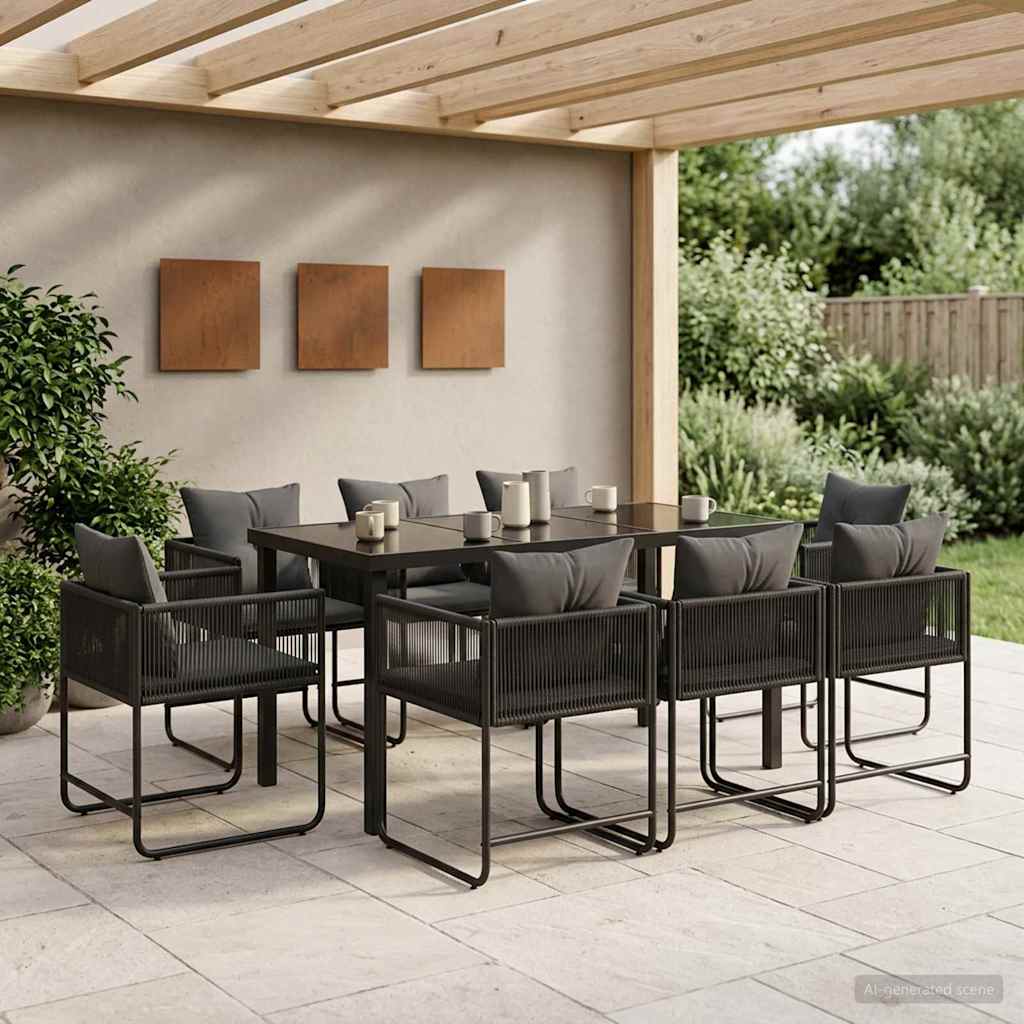 vidaXL Tuin eettafelset 5 pcs Zwart en Anthraciet 80 x 80 x 73 cm