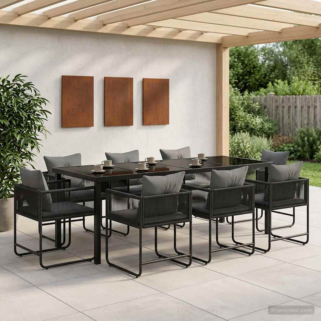 vidaXL Tuin eettafelset 5 pcs Zwart en Anthraciet 80 x 80 x 73 cm