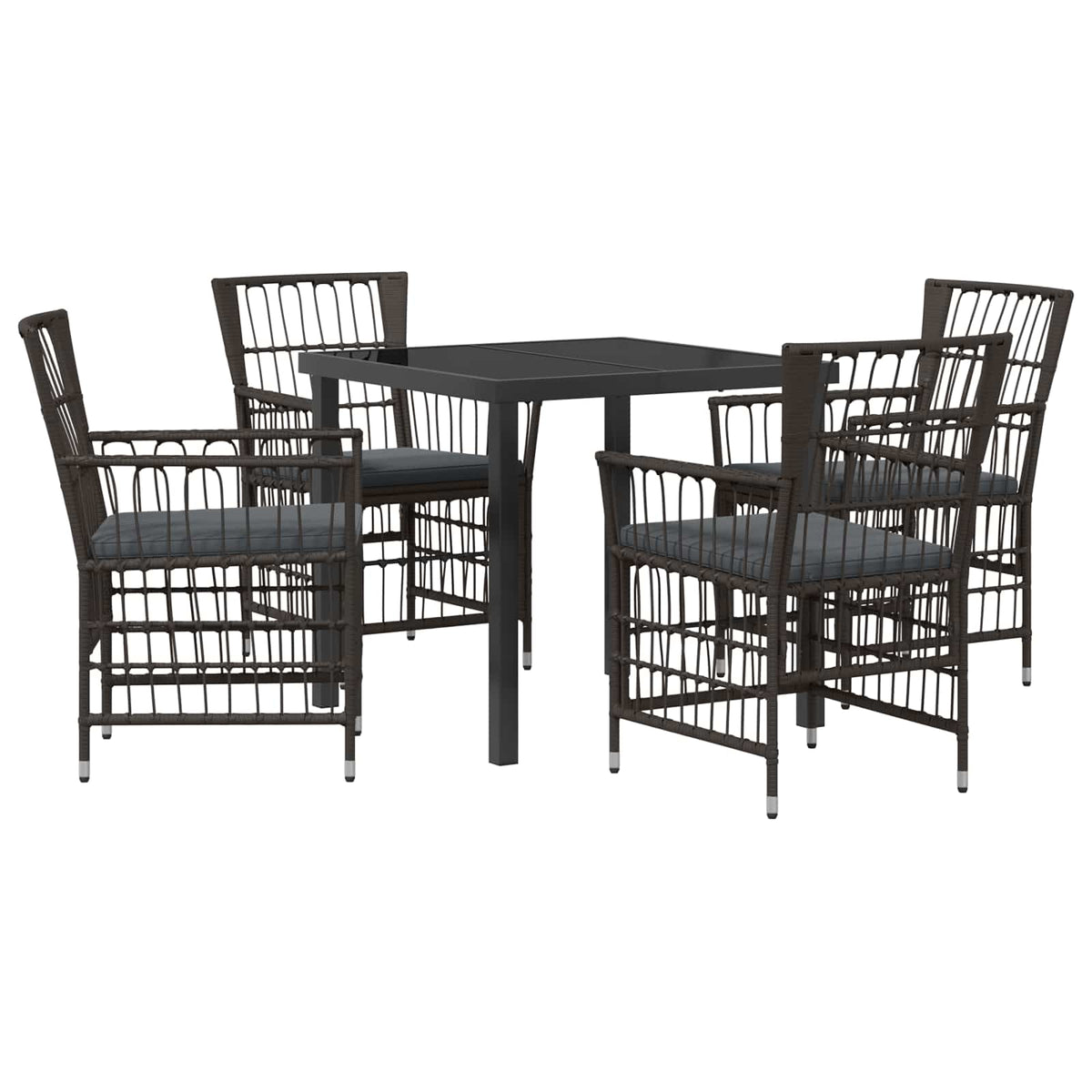 vidaXL Buiten eettafelset 3 st Zwart poly rattan