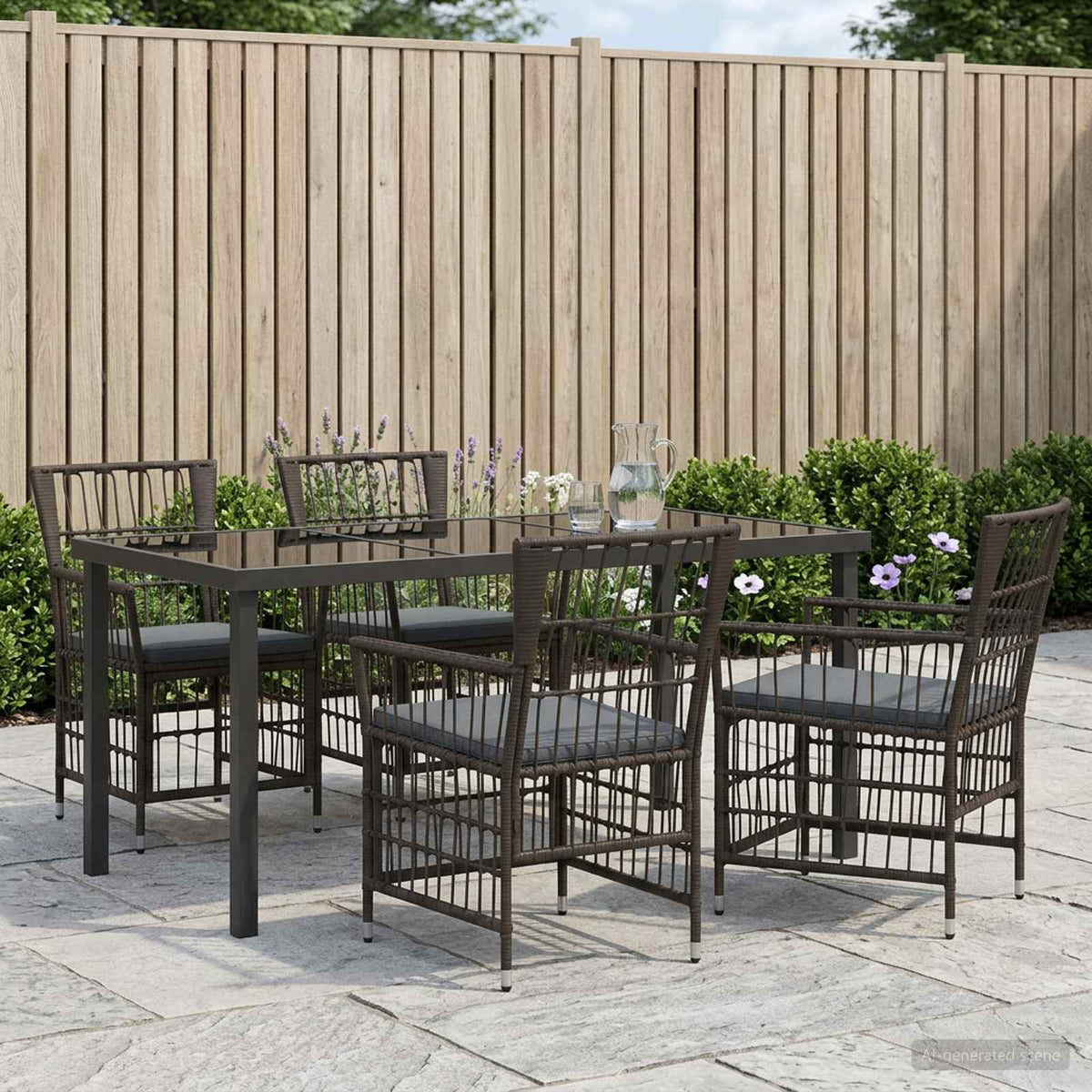 vidaXL Buiten eettafelset 3 st Zwart poly rattan