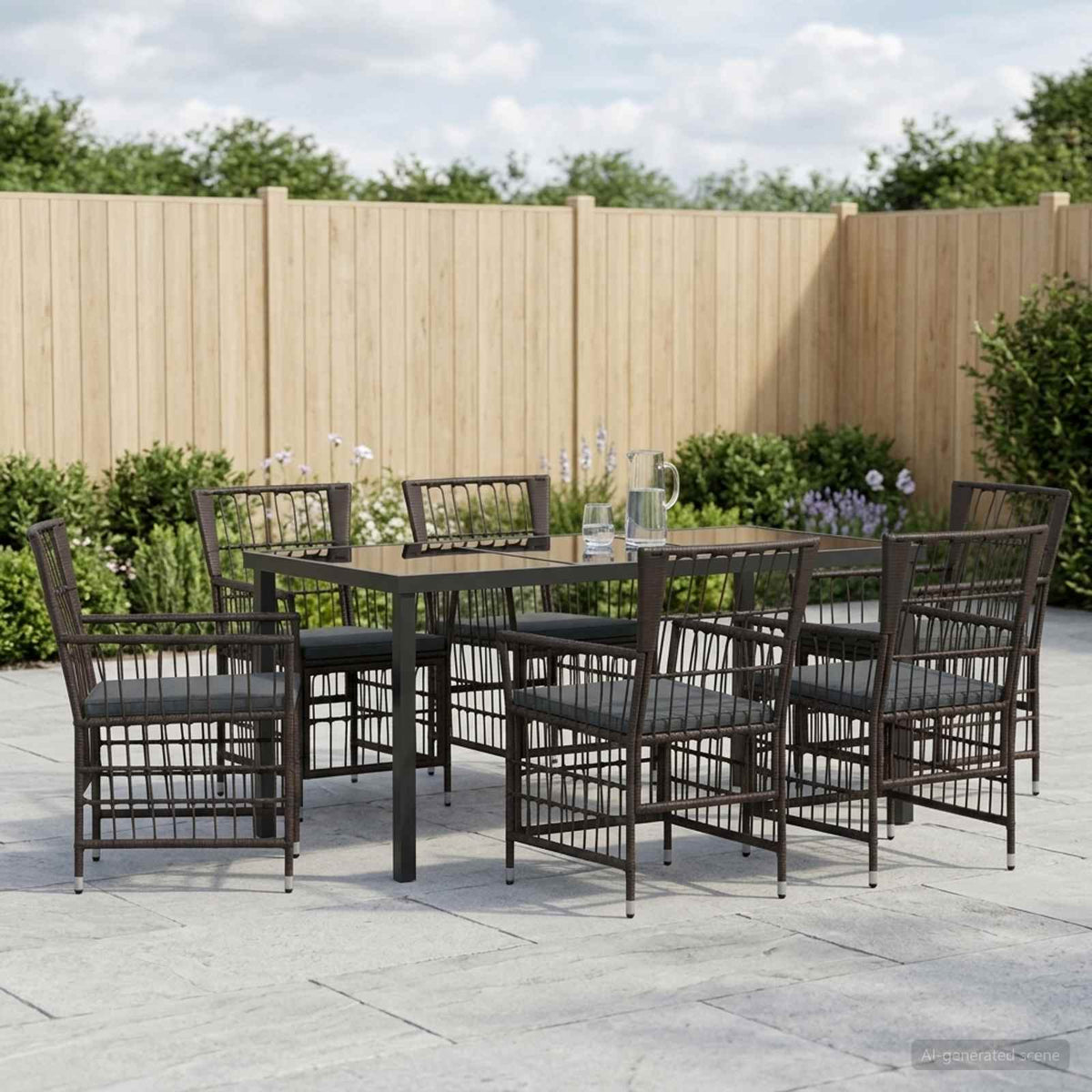 vidaXL Buiten eettafelset 3 st Zwart poly rattan