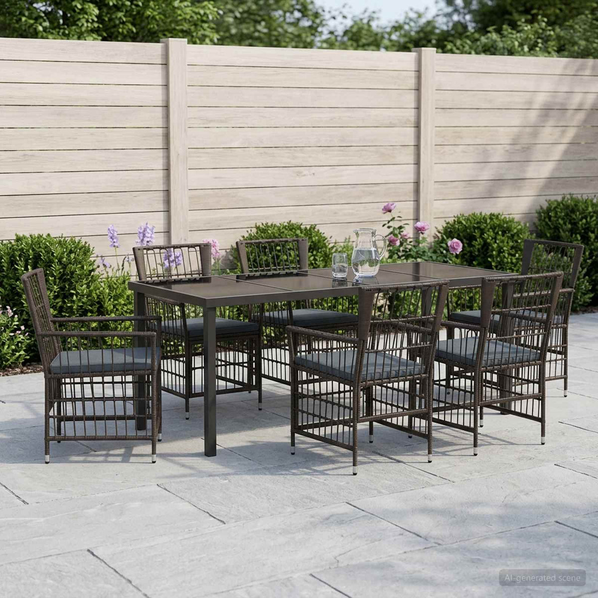 vidaXL Buiten eettafelset 3 st Zwart poly rattan