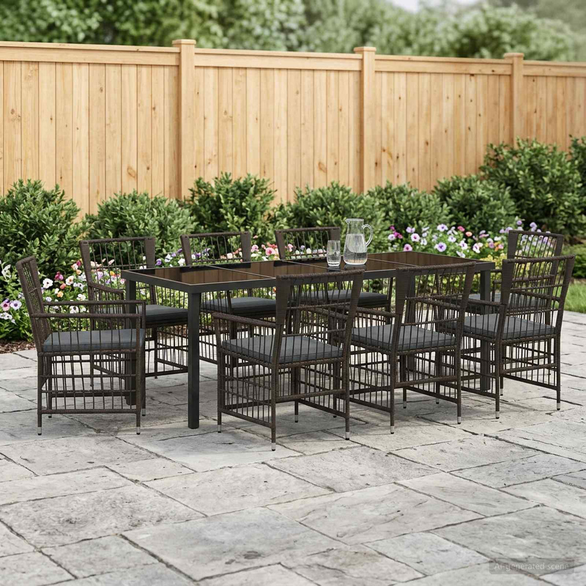 vidaXL Buiten eettafelset 3 st Zwart poly rattan