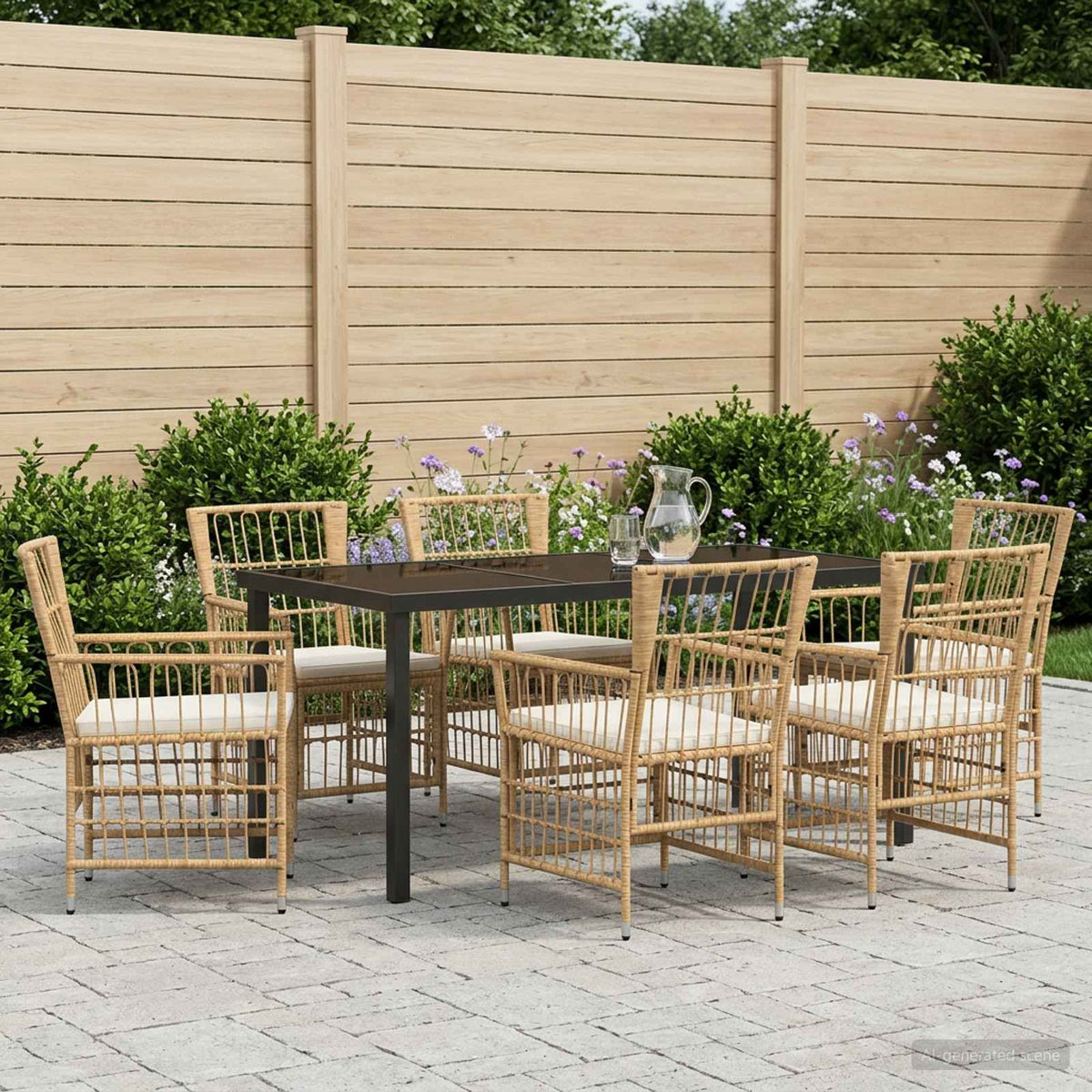 vidaXL Buiten eettafelset 3 st Zwart poly rattan